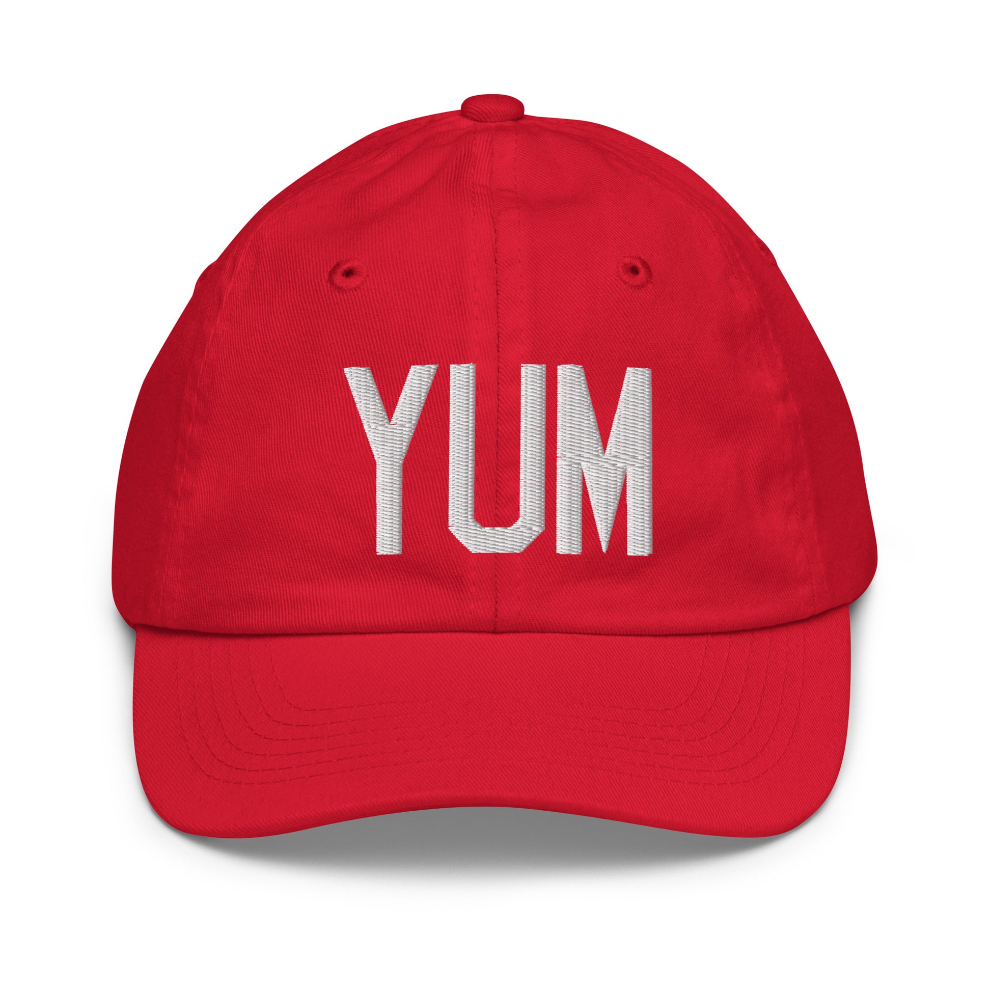 Airport Code Kid's Baseball Cap - White • YUM Yuma • YHM Designs - Image 17