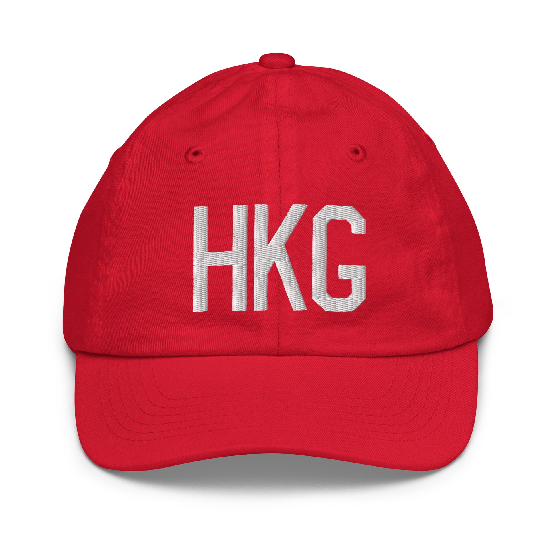 Airport Code Kid's Baseball Cap - White • HKG Hong Kong • YHM Designs - Image 17