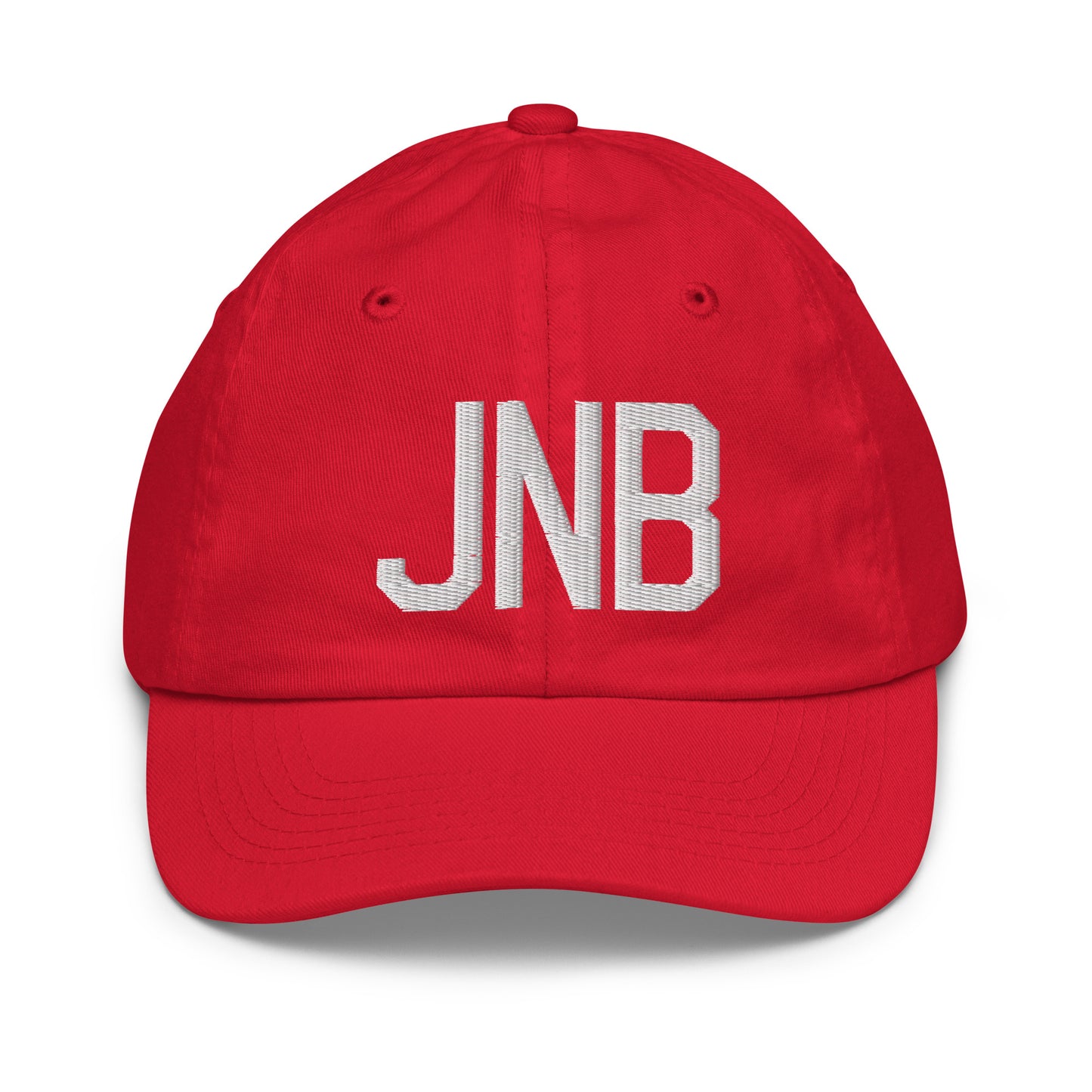 Airport Code Kid's Baseball Cap - White • JNB Johannesburg • YHM Designs - Image 17
