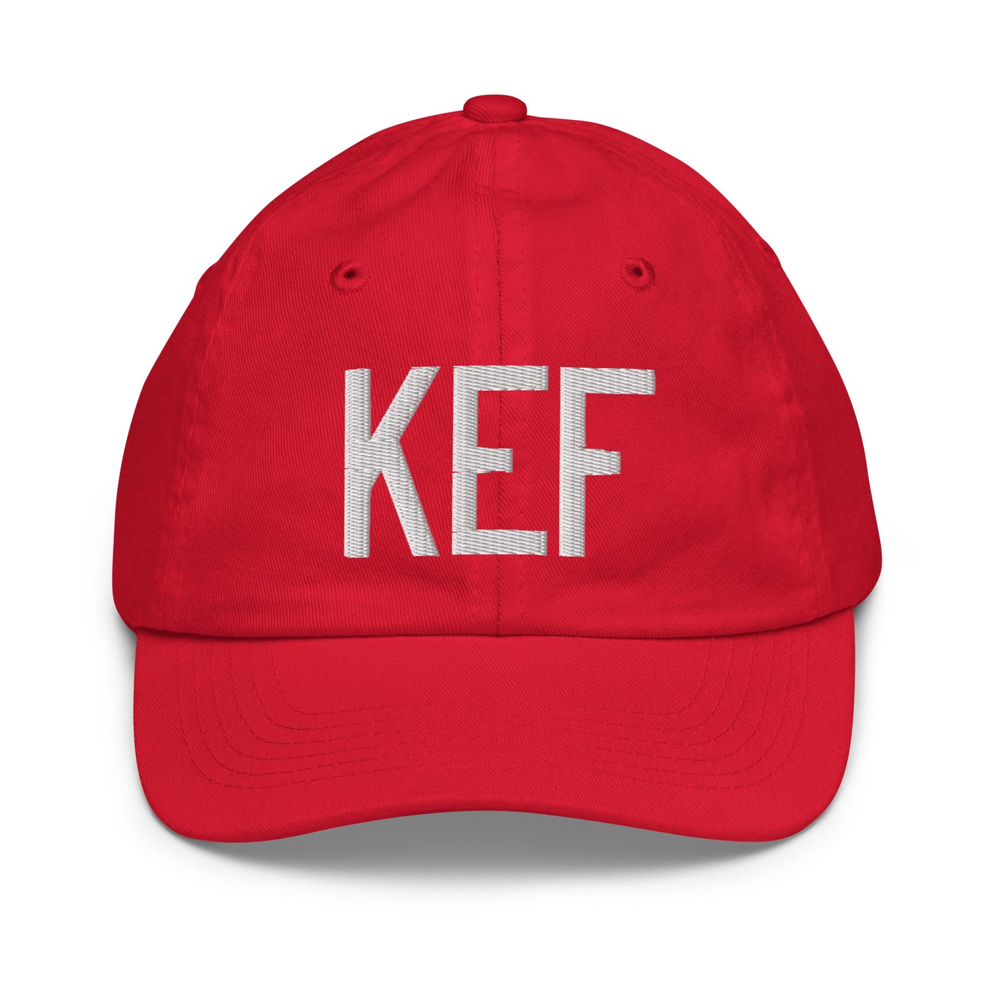 Airport Code Kid's Baseball Cap - White • KEF Reykjavik • YHM Designs - Image 17