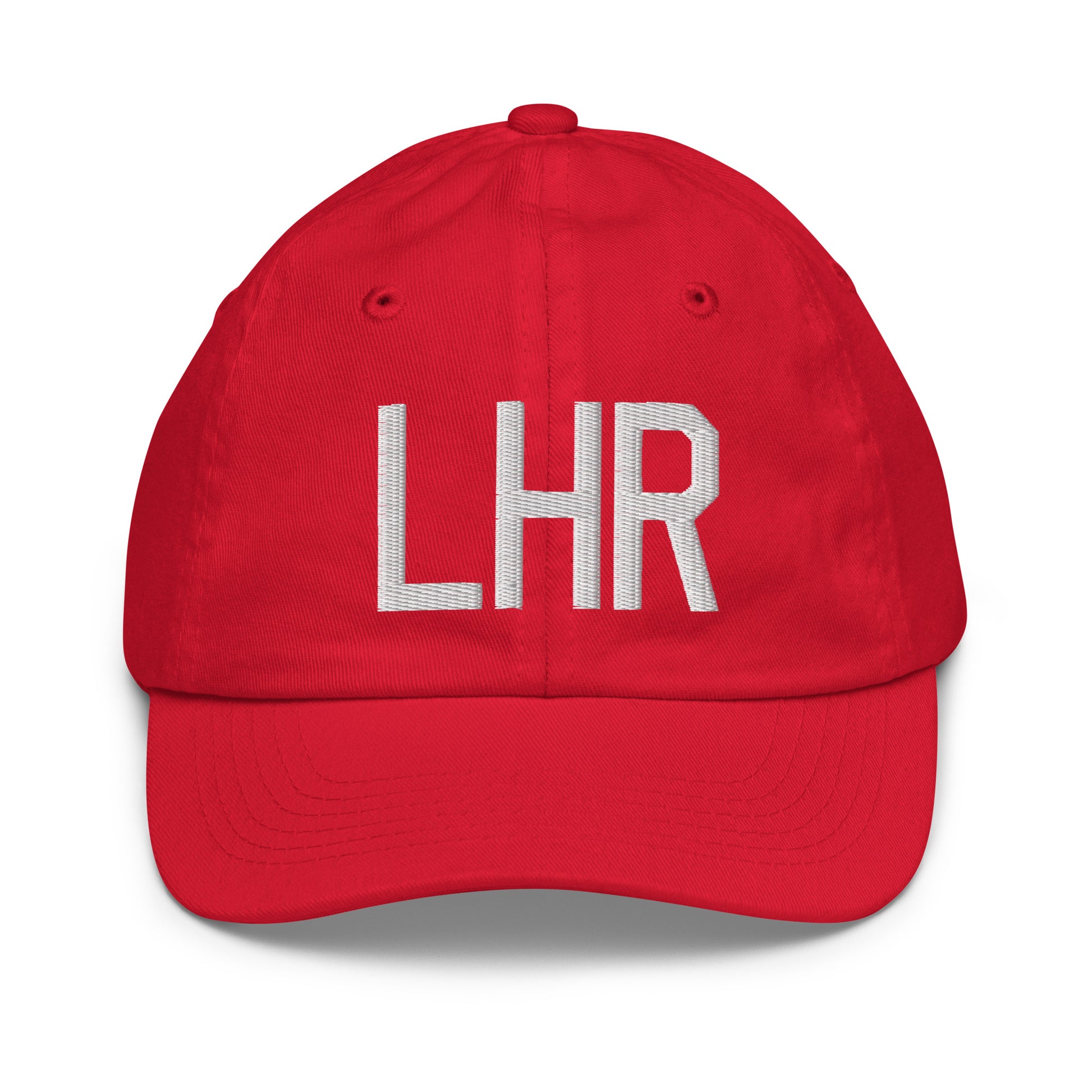 Airport Code Kid's Baseball Cap - White • LHR London • YHM Designs - Image 17