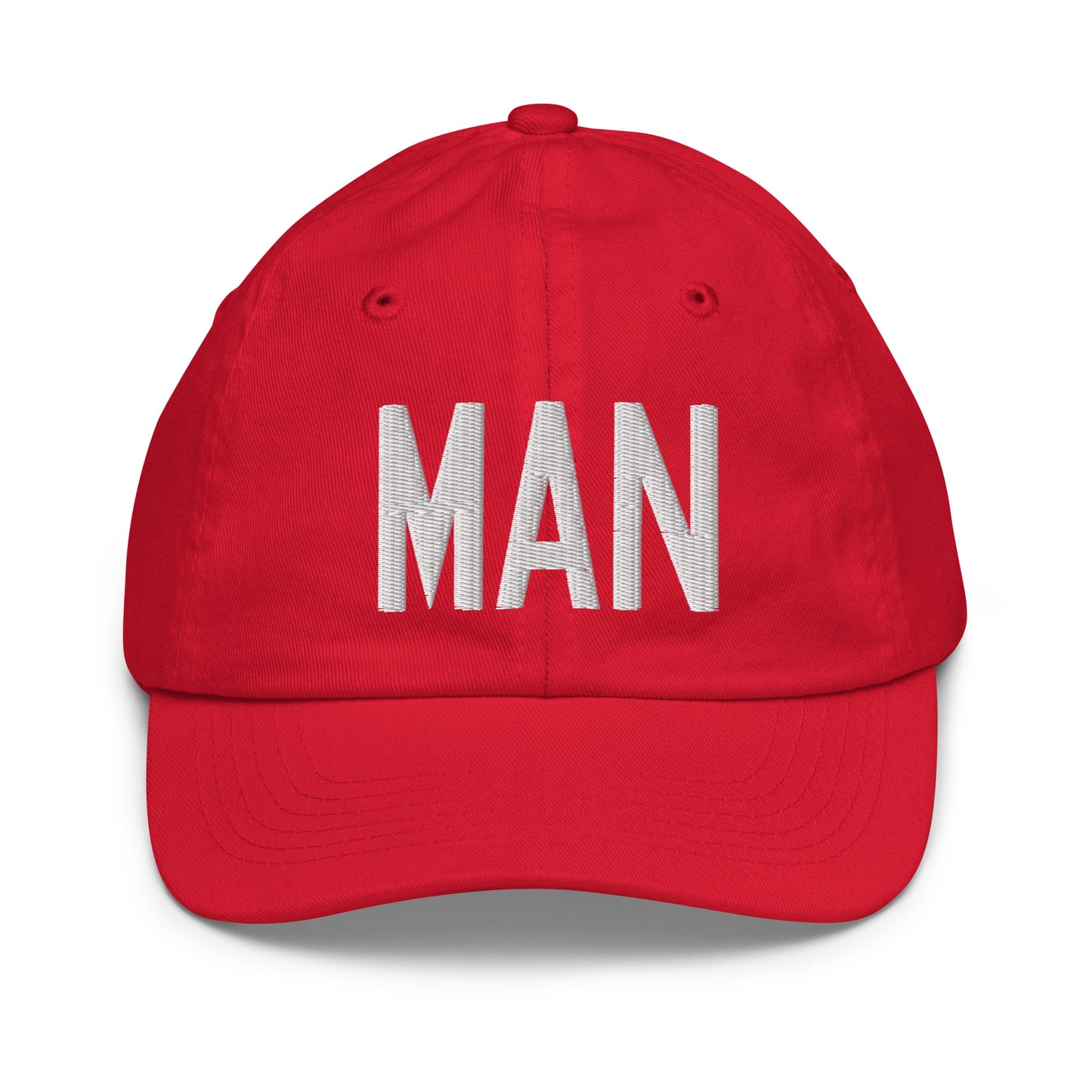 Airport Code Kid's Baseball Cap - White • MAN Manchester • YHM Designs - Image 17