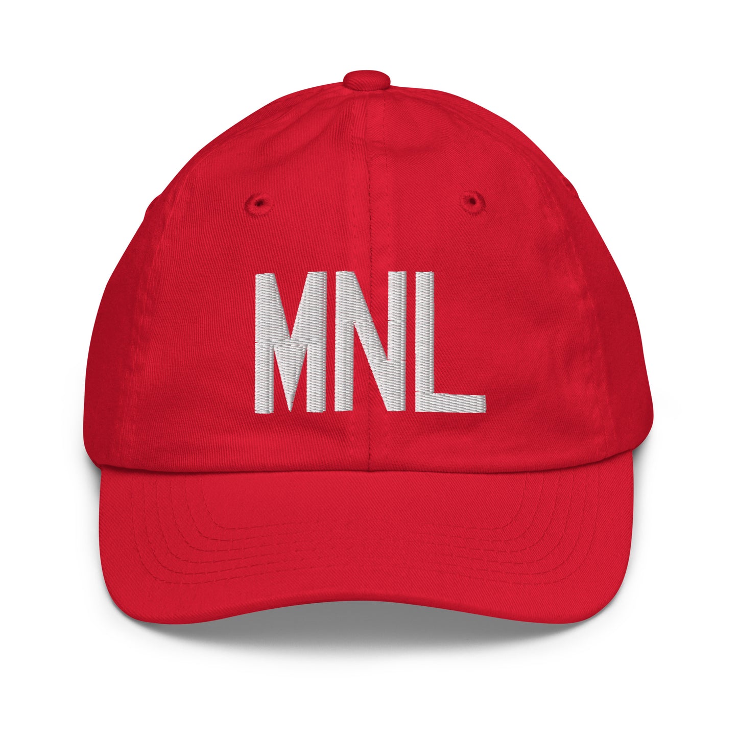 Airport Code Kid's Baseball Cap - White • MNL Manila • YHM Designs - Image 17