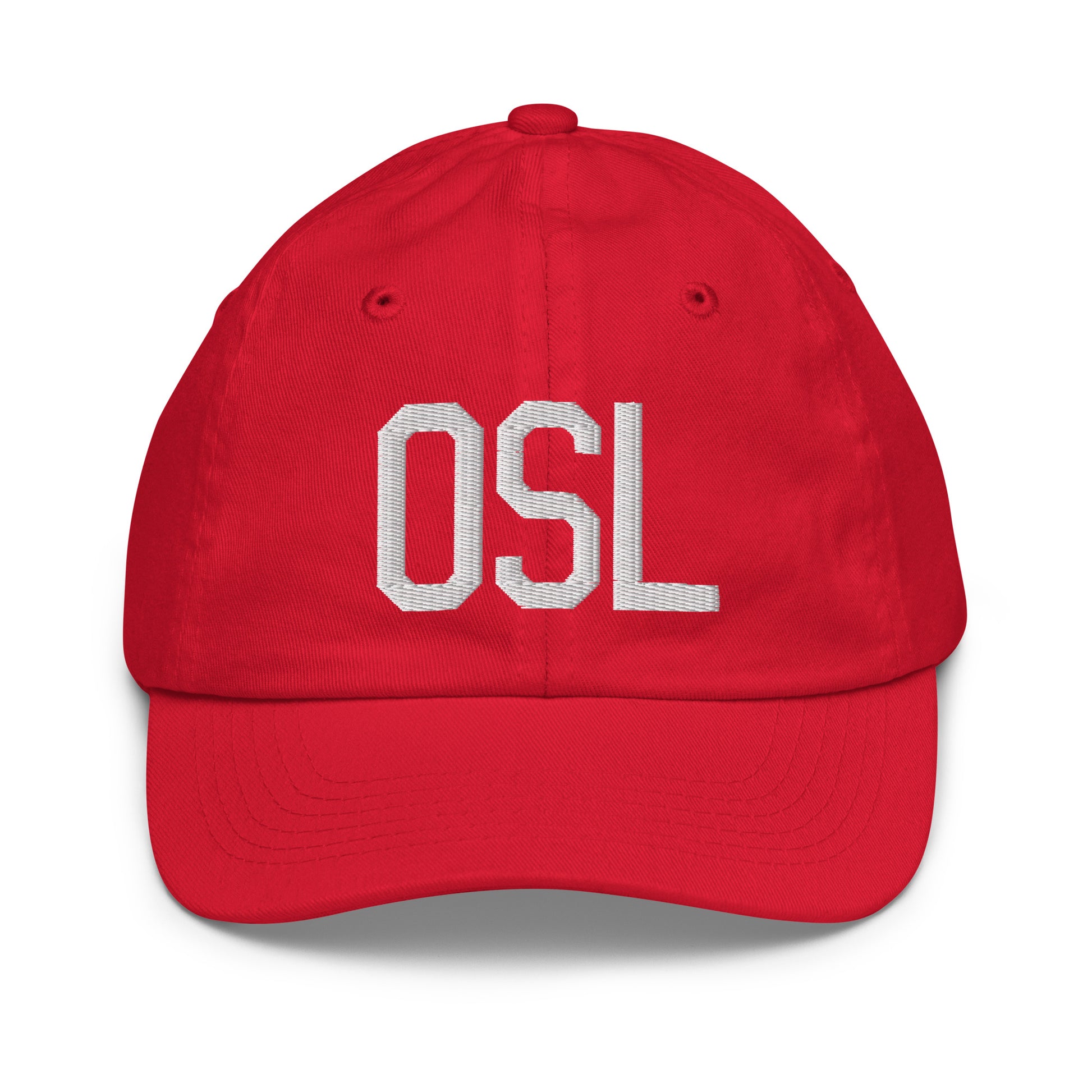 Airport Code Kid's Baseball Cap - White • OSL Oslo • YHM Designs - Image 17