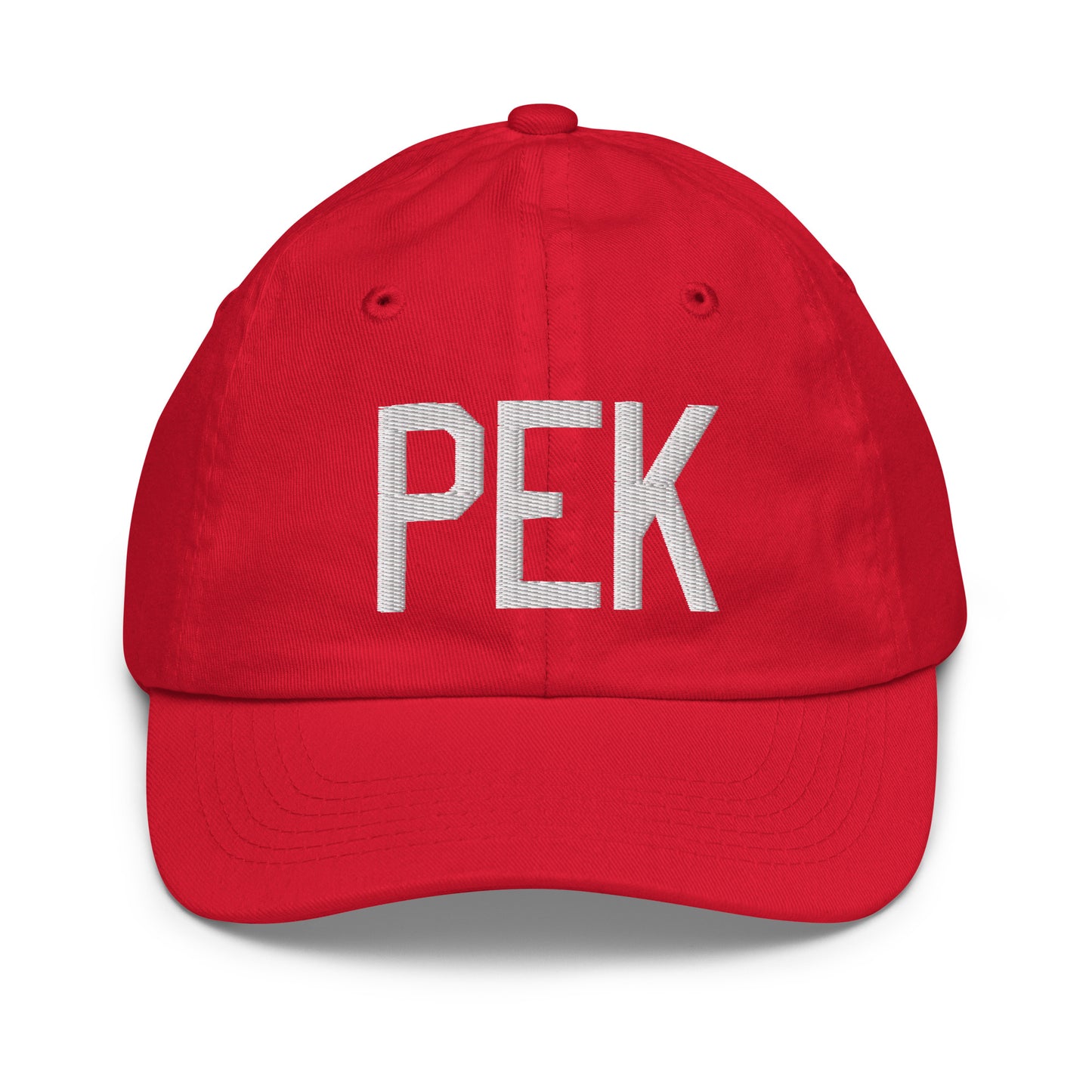 Airport Code Kid's Baseball Cap - White • PEK Beijing • YHM Designs - Image 17