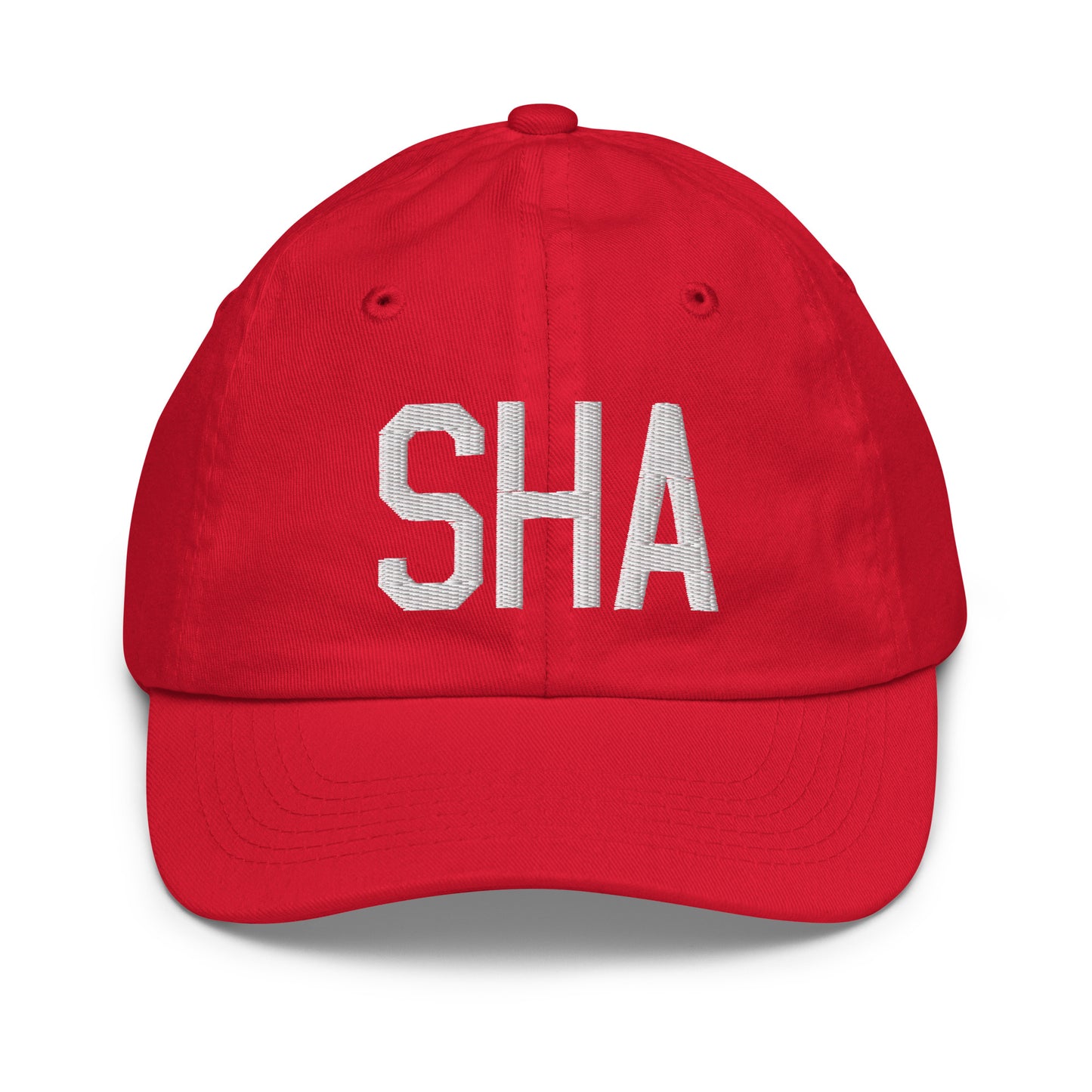 Airport Code Kid's Baseball Cap - White • SHA Shanghai • YHM Designs - Image 17
