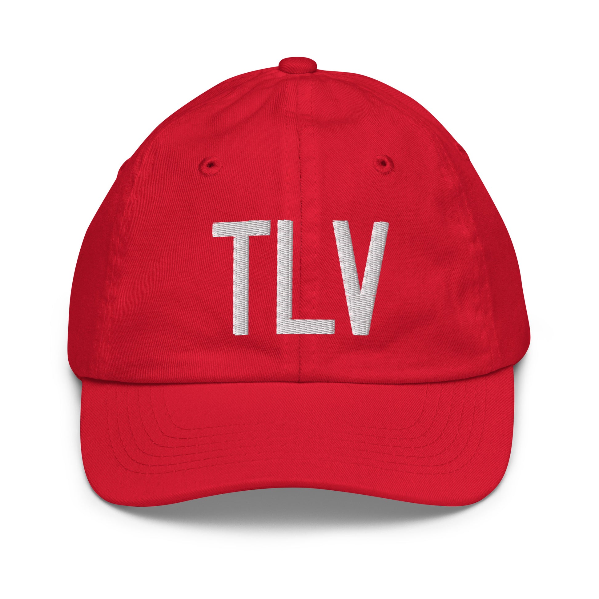 Airport Code Kid's Baseball Cap - White • TLV Tel Aviv • YHM Designs - Image 17