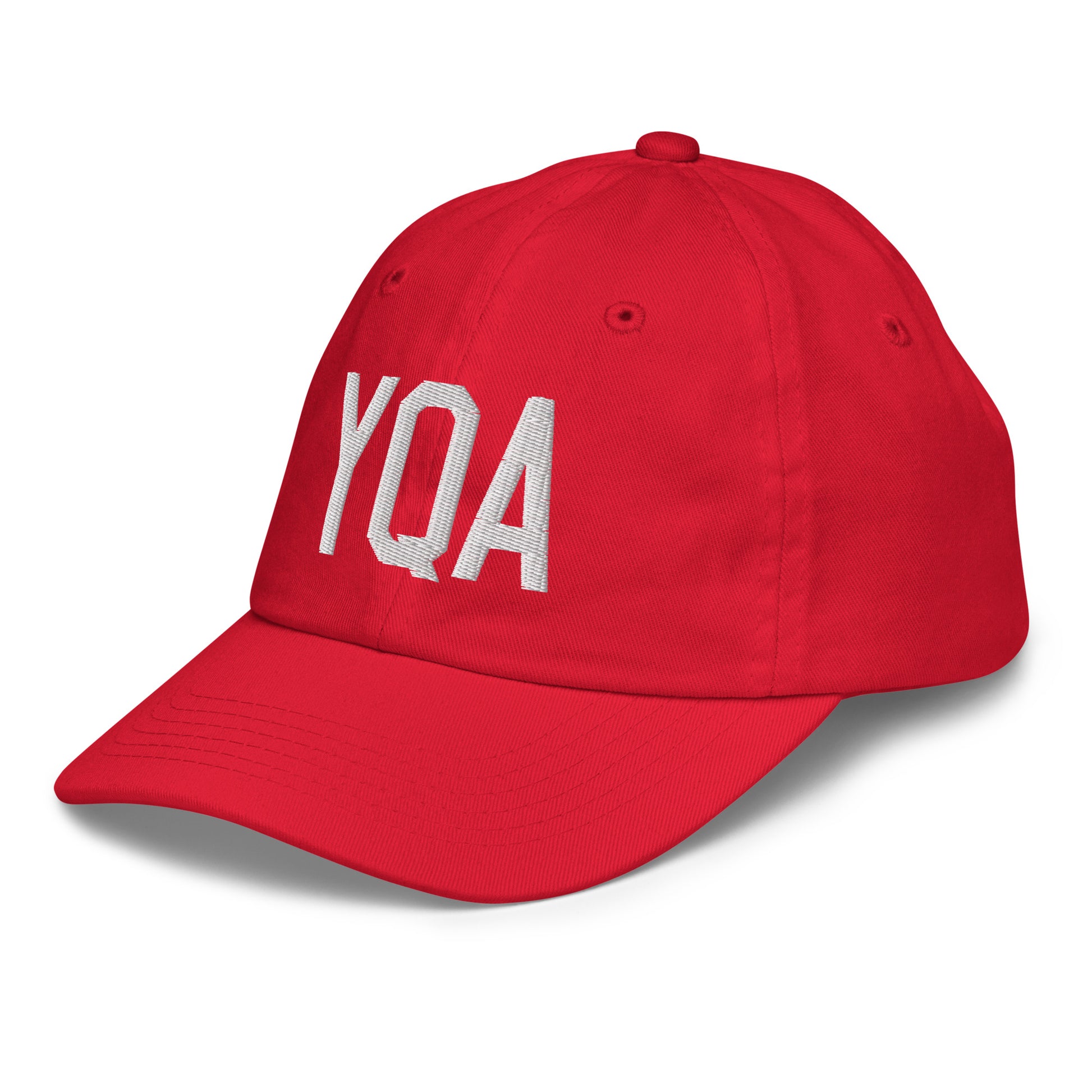 Airport Code Kid's Baseball Cap - White • YQA Muskoka • YHM Designs - Image 19