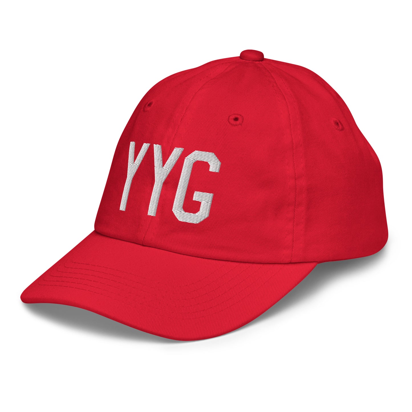 Airport Code Kid's Baseball Cap - White • YYG Charlottetown • YHM Designs - Image 19