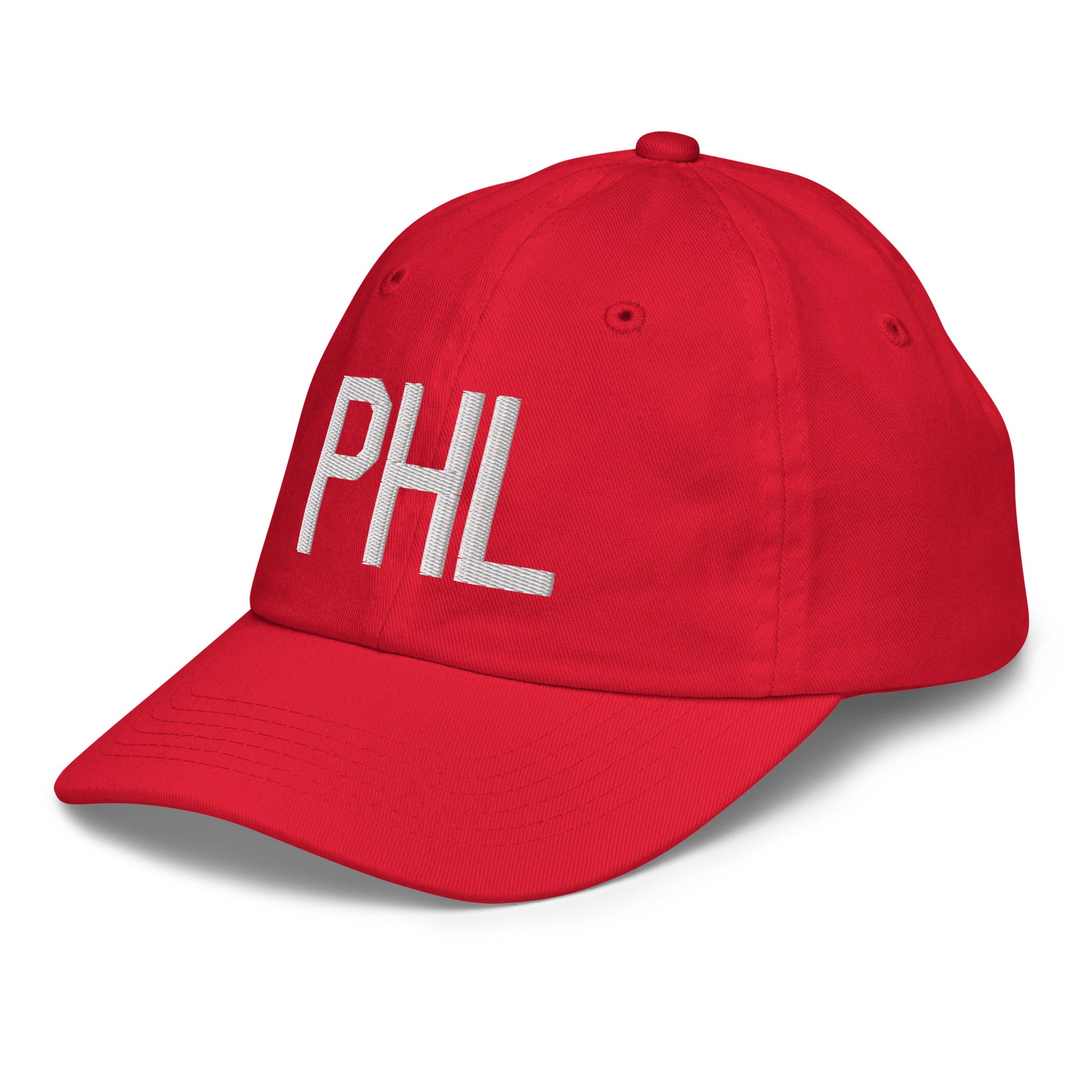 Airport Code Kid's Baseball Cap - White • PHL Philadelphia • YHM Designs - Image 19