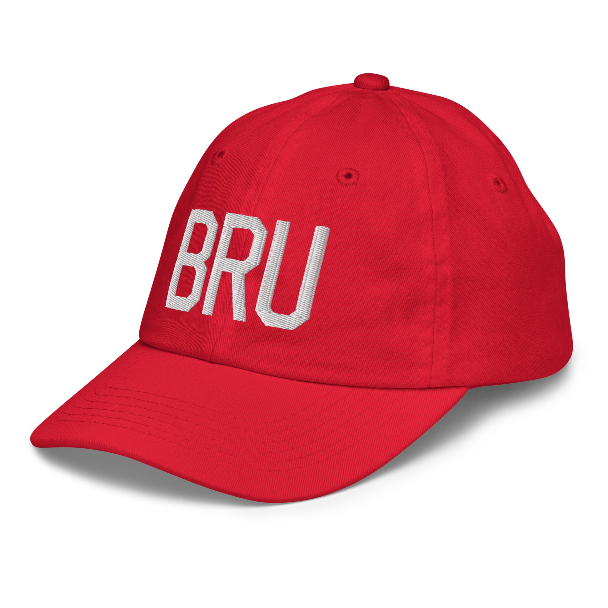 Airport Code Kid's Baseball Cap - White • BRU Brussels • YHM Designs - Image 19