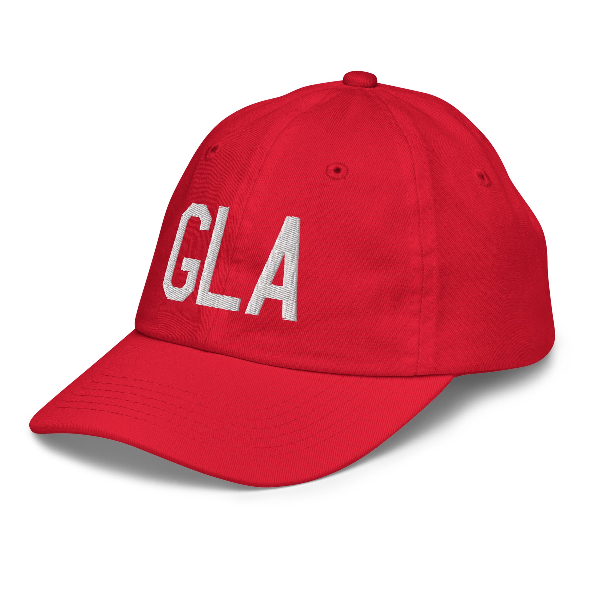 Airport Code Kid's Baseball Cap - White • GLA Glasgow • YHM Designs - Image 19