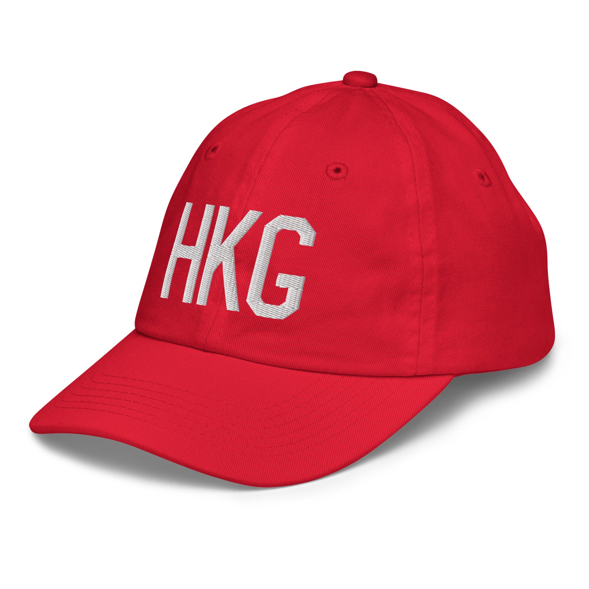 Airport Code Kid's Baseball Cap - White • HKG Hong Kong • YHM Designs - Image 19