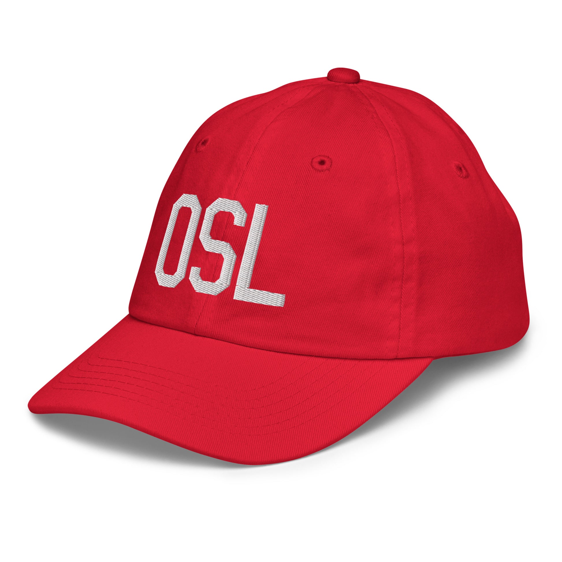 Airport Code Kid's Baseball Cap - White • OSL Oslo • YHM Designs - Image 19