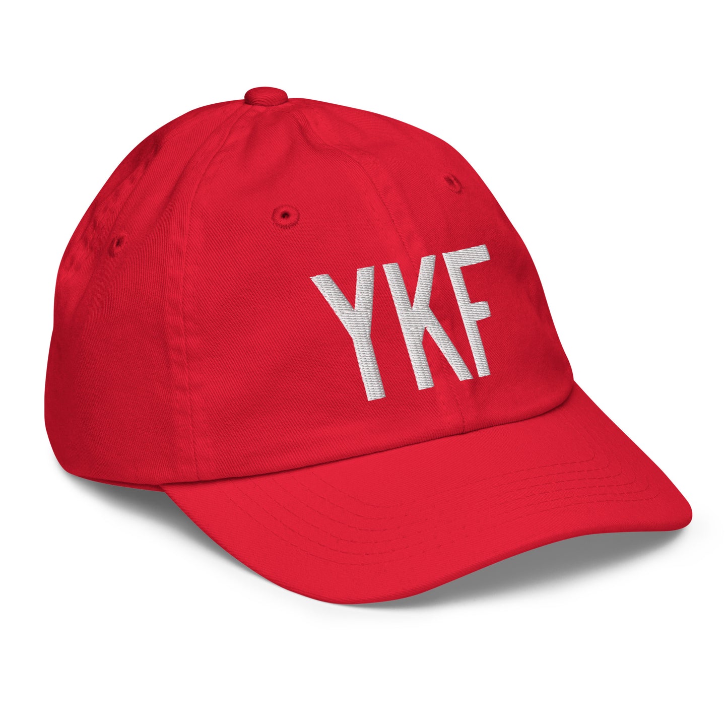 Airport Code Kid's Baseball Cap - White • YKF Waterloo • YHM Designs - Image 18