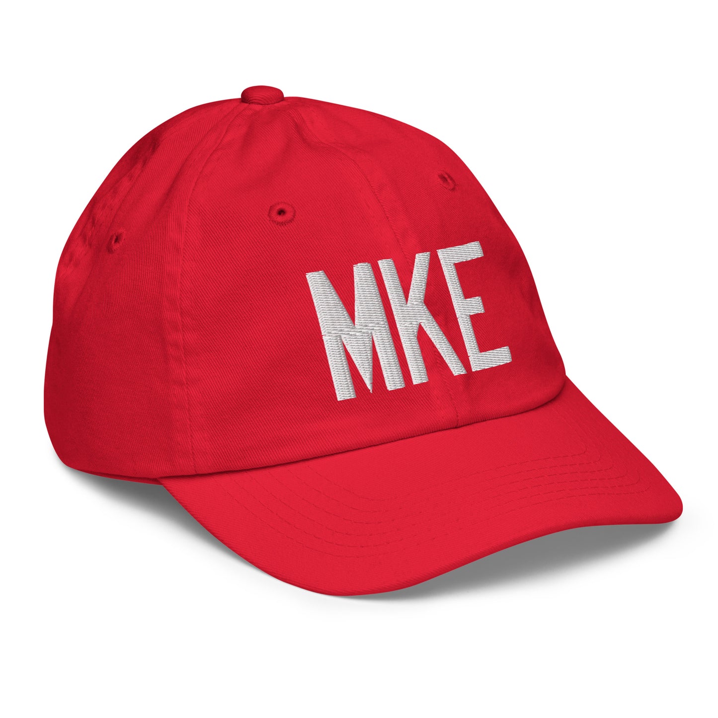 Airport Code Kid's Baseball Cap - White • MKE Milwaukee • YHM Designs - Image 18