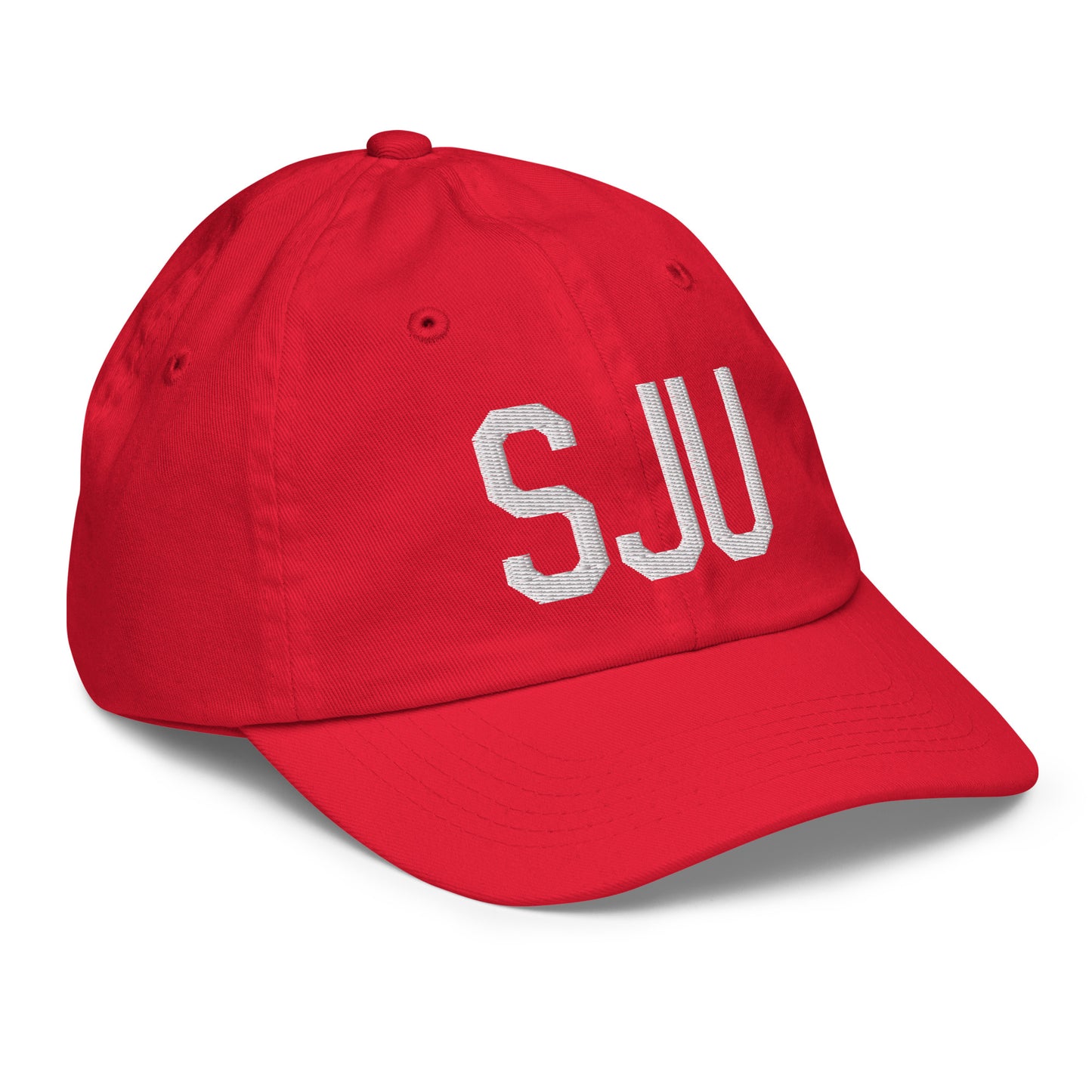 Airport Code Kid's Baseball Cap - White • SJU San Juan • YHM Designs - Image 18