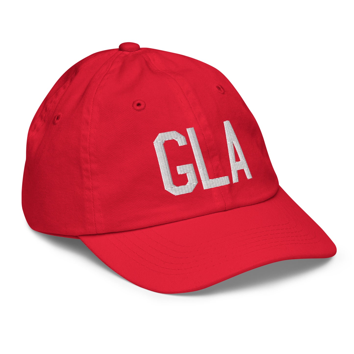 Airport Code Kid's Baseball Cap - White • GLA Glasgow • YHM Designs - Image 18