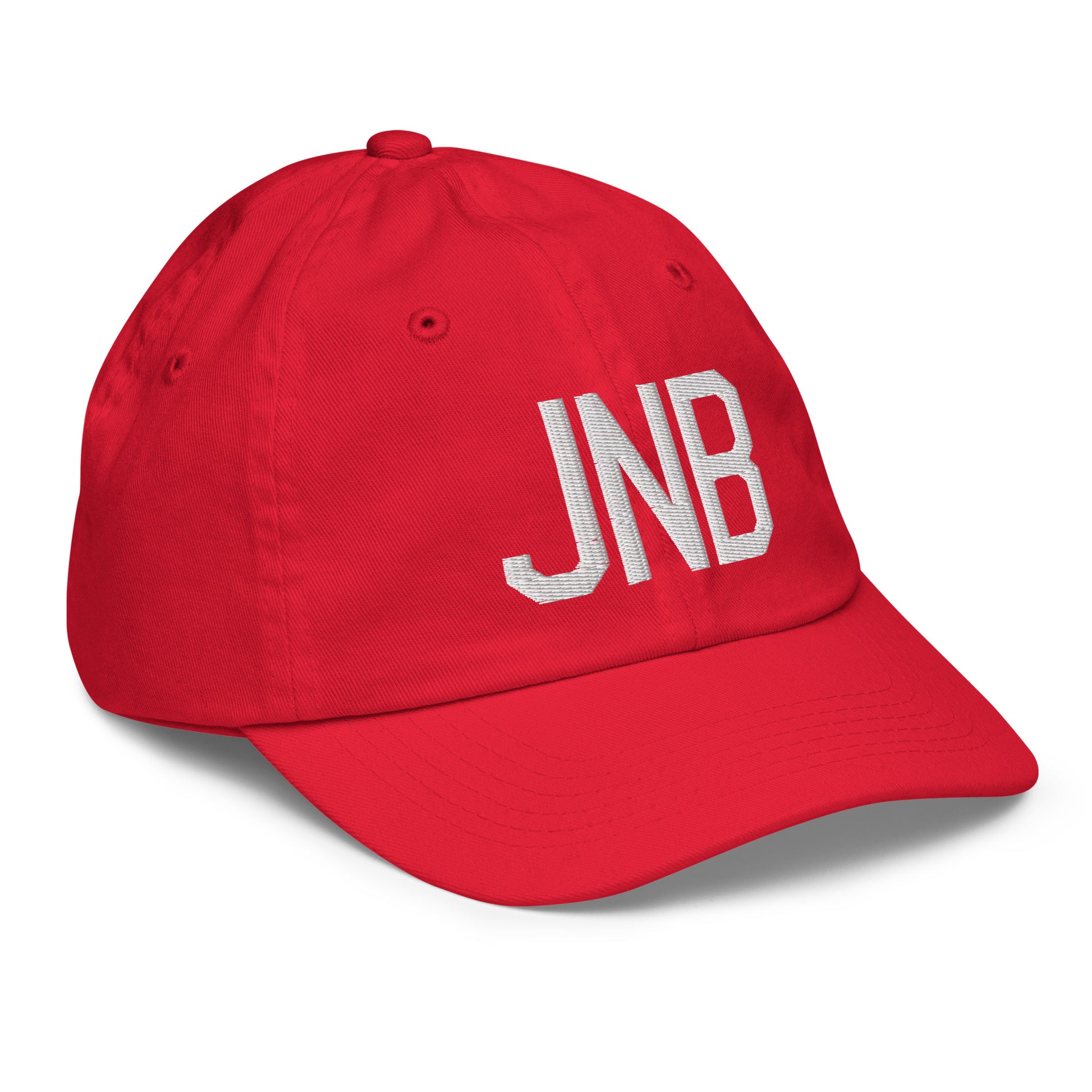 Airport Code Kid's Baseball Cap - White • JNB Johannesburg • YHM Designs - Image 18