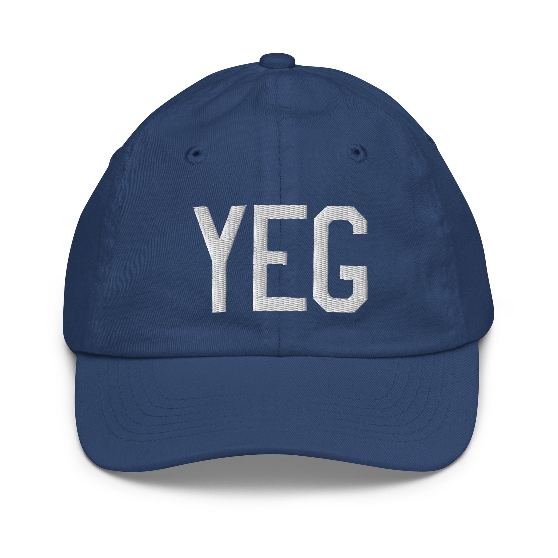 Airport Code Kid's Baseball Cap - White • YEG Edmonton • YHM Designs - Image 20