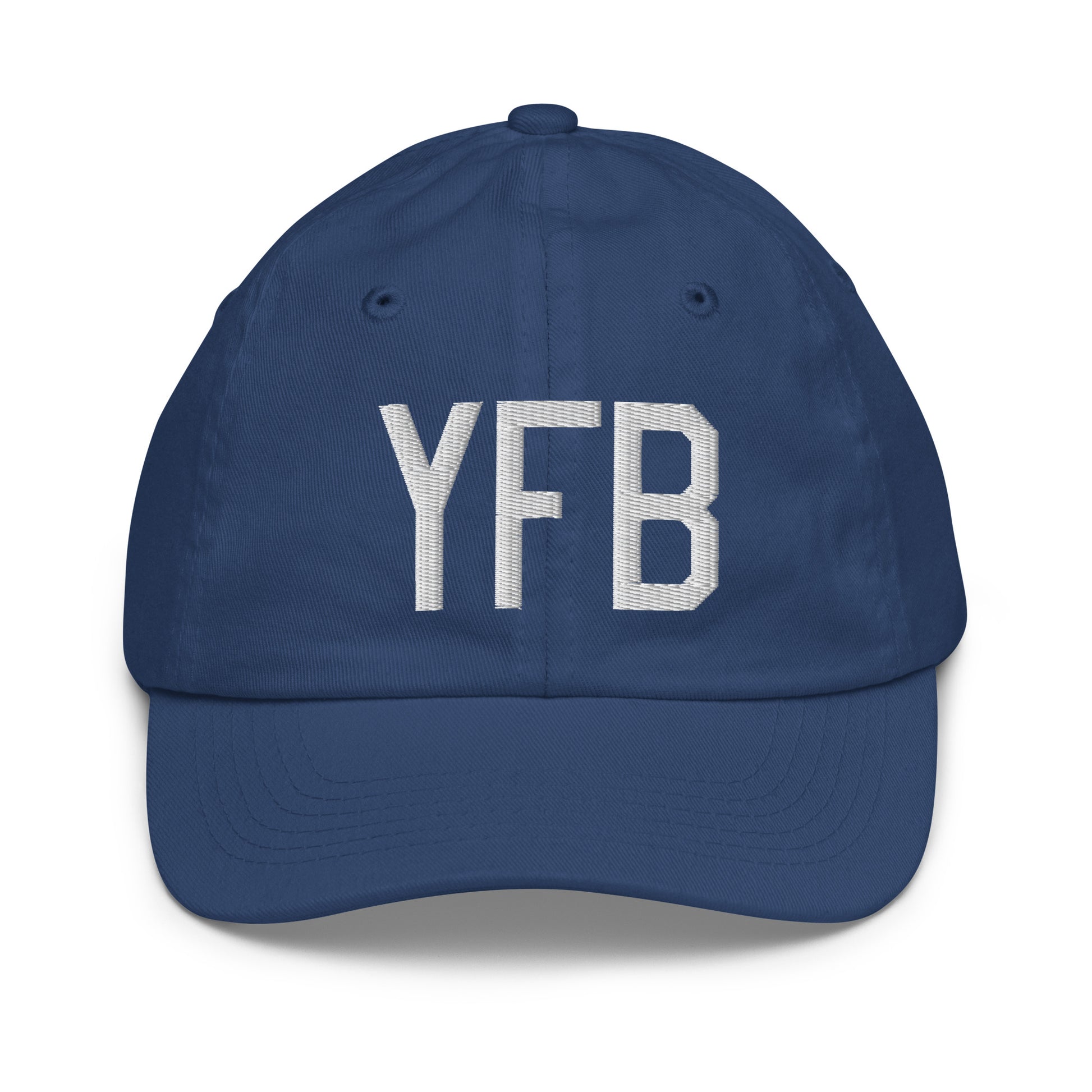 Airport Code Kid's Baseball Cap - White • YFB Iqaluit • YHM Designs - Image 20
