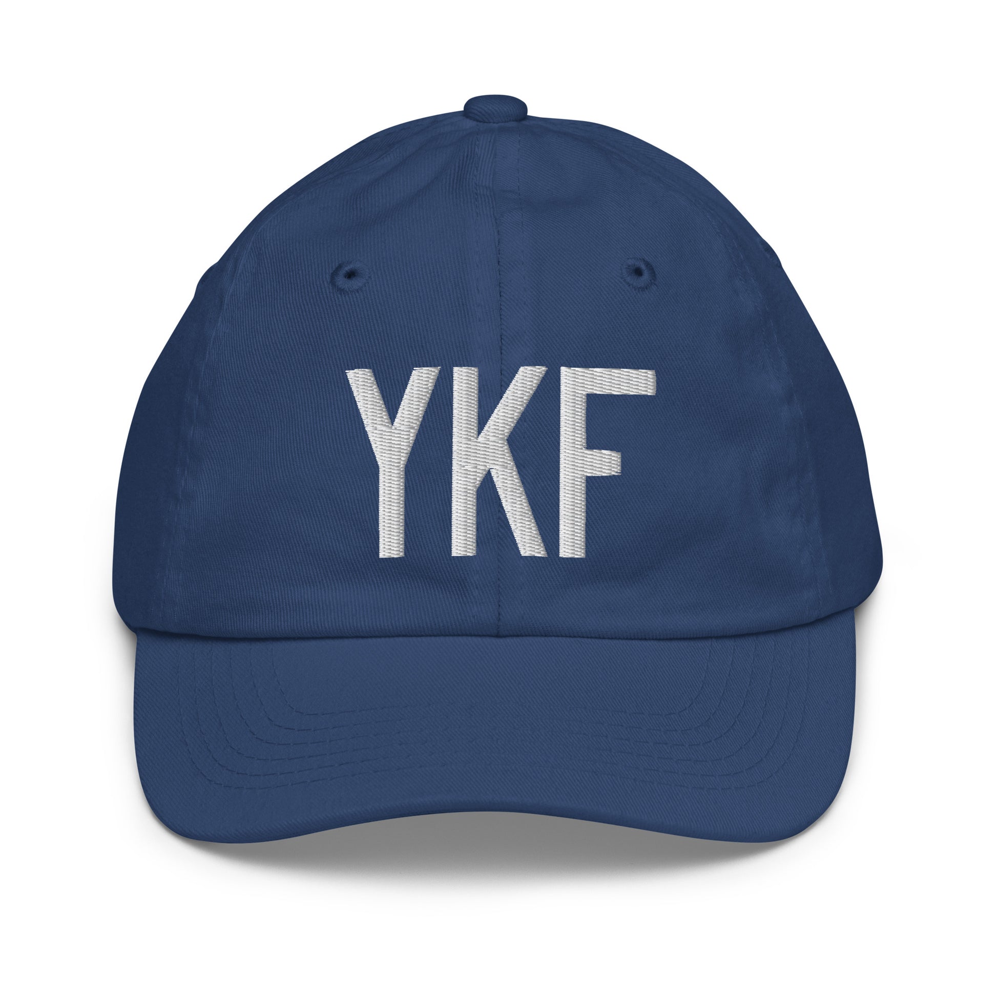 Airport Code Kid's Baseball Cap - White • YKF Waterloo • YHM Designs - Image 20