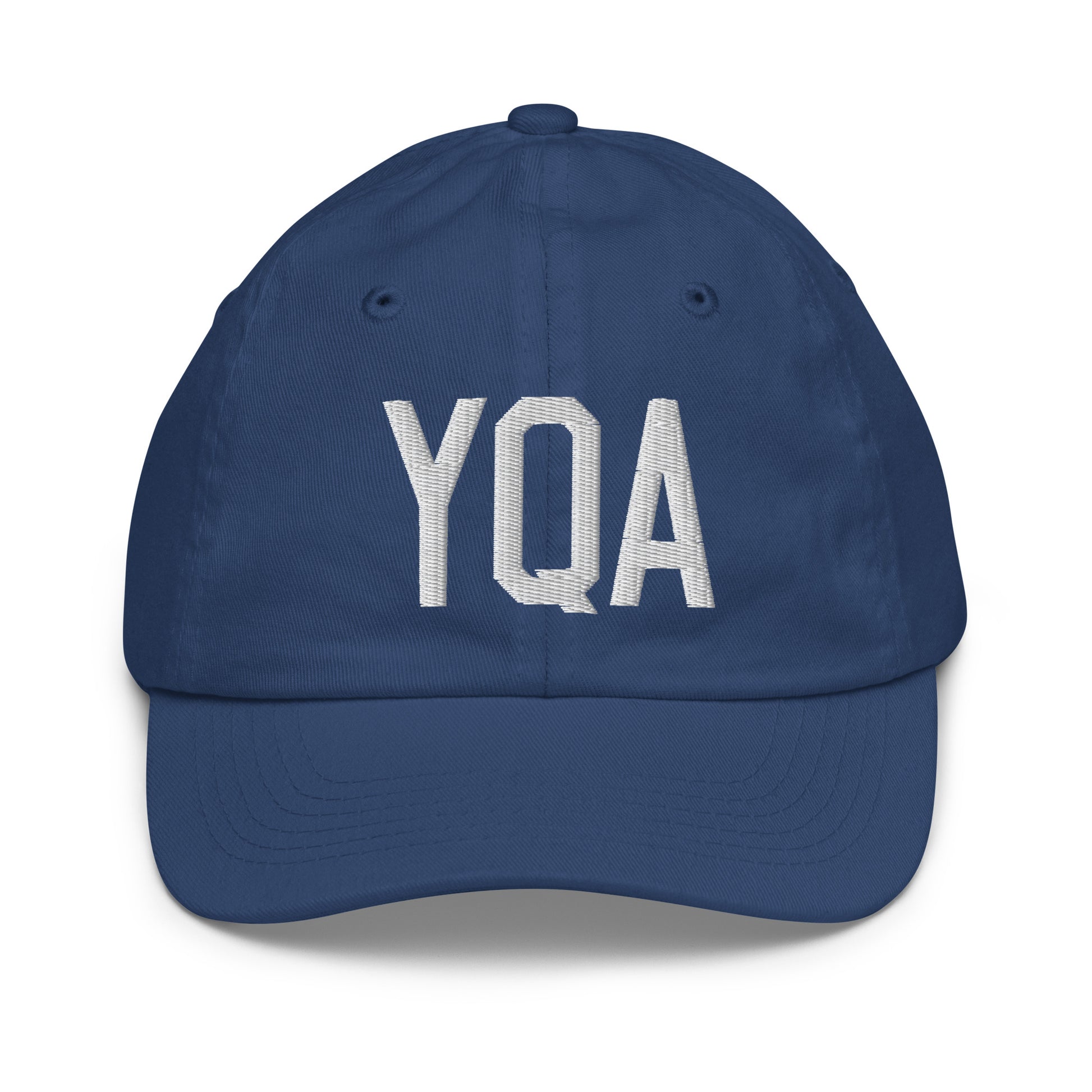 Airport Code Kid's Baseball Cap - White • YQA Muskoka • YHM Designs - Image 20