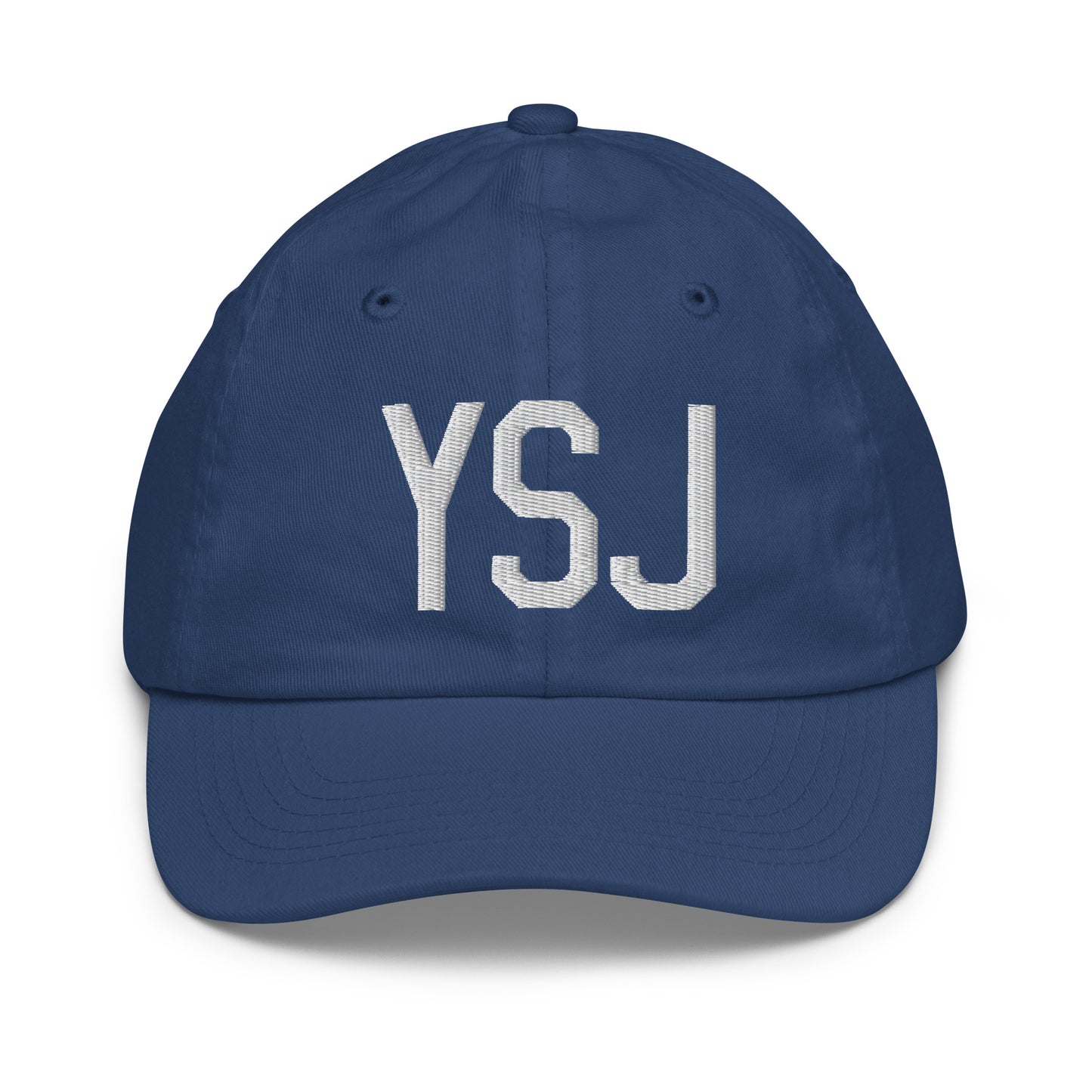 Airport Code Kid's Baseball Cap - White • YSJ Saint John • YHM Designs - Image 20