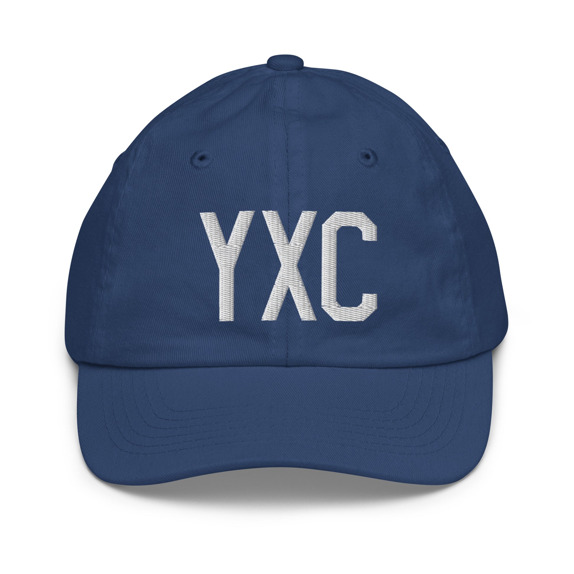 Airport Code Kid's Baseball Cap - White • YXC Cranbrook • YHM Designs - Image 20