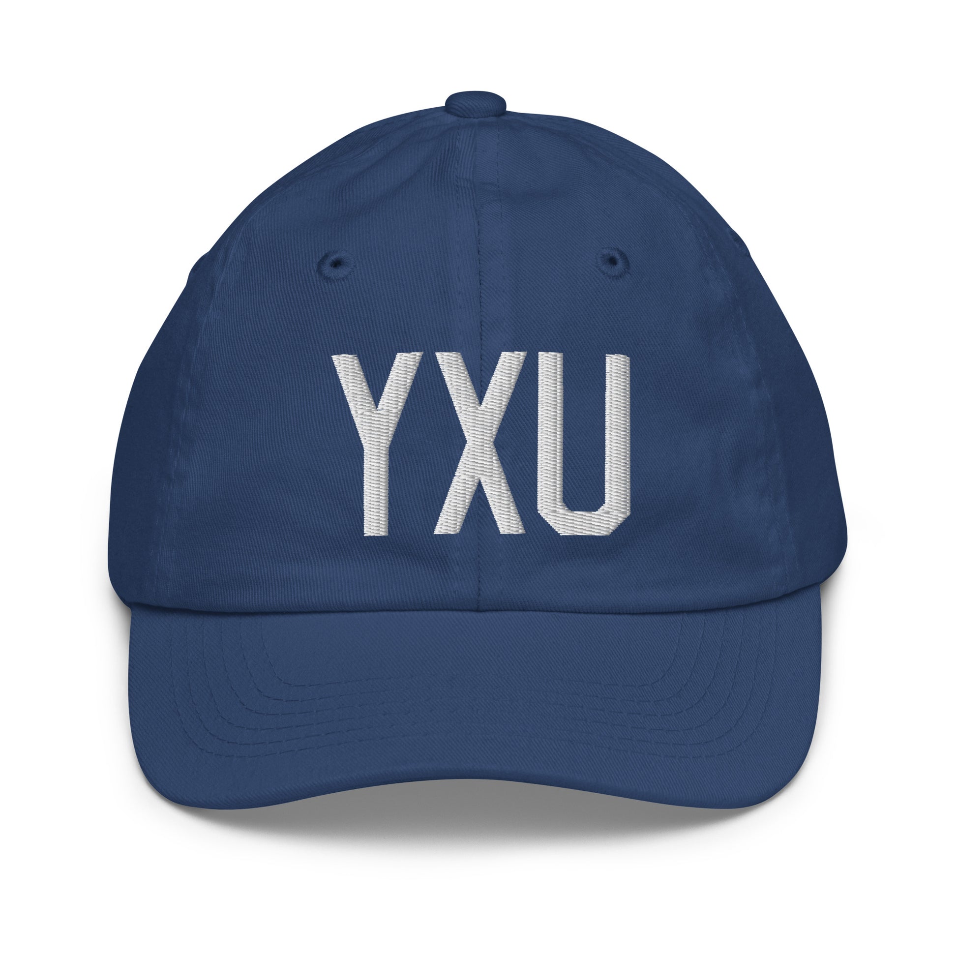 Airport Code Kid's Baseball Cap - White • YXU London • YHM Designs - Image 20