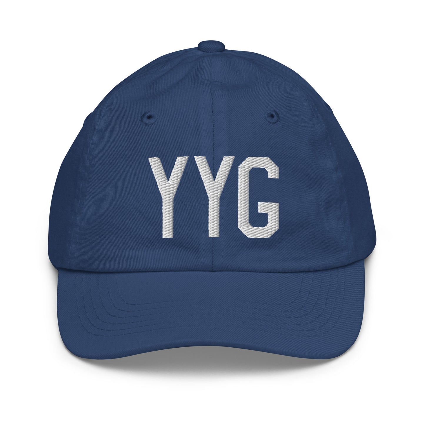 Airport Code Kid's Baseball Cap - White • YYG Charlottetown • YHM Designs - Image 20