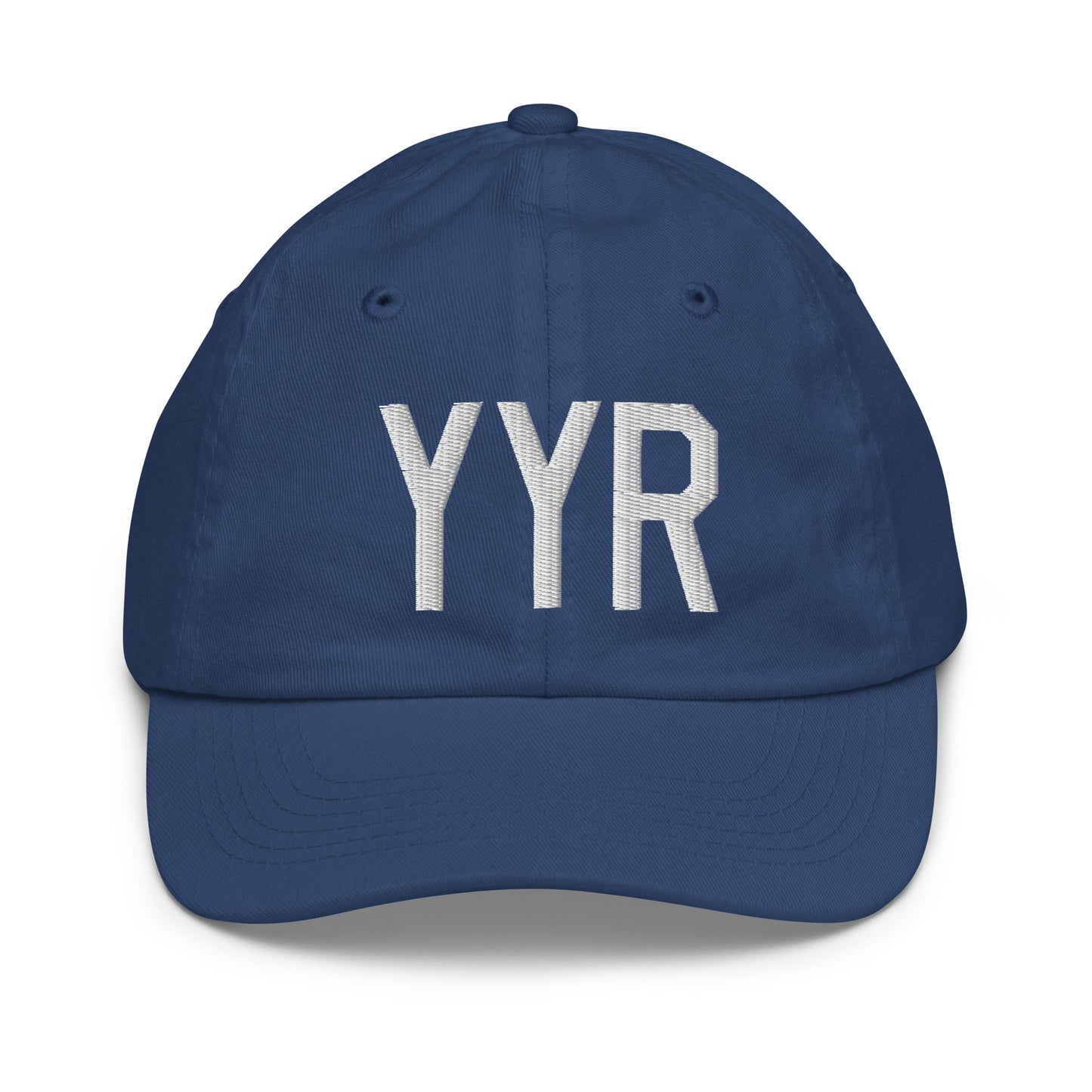Airport Code Kid's Baseball Cap - White • YYR Goose Bay • YHM Designs - Image 20