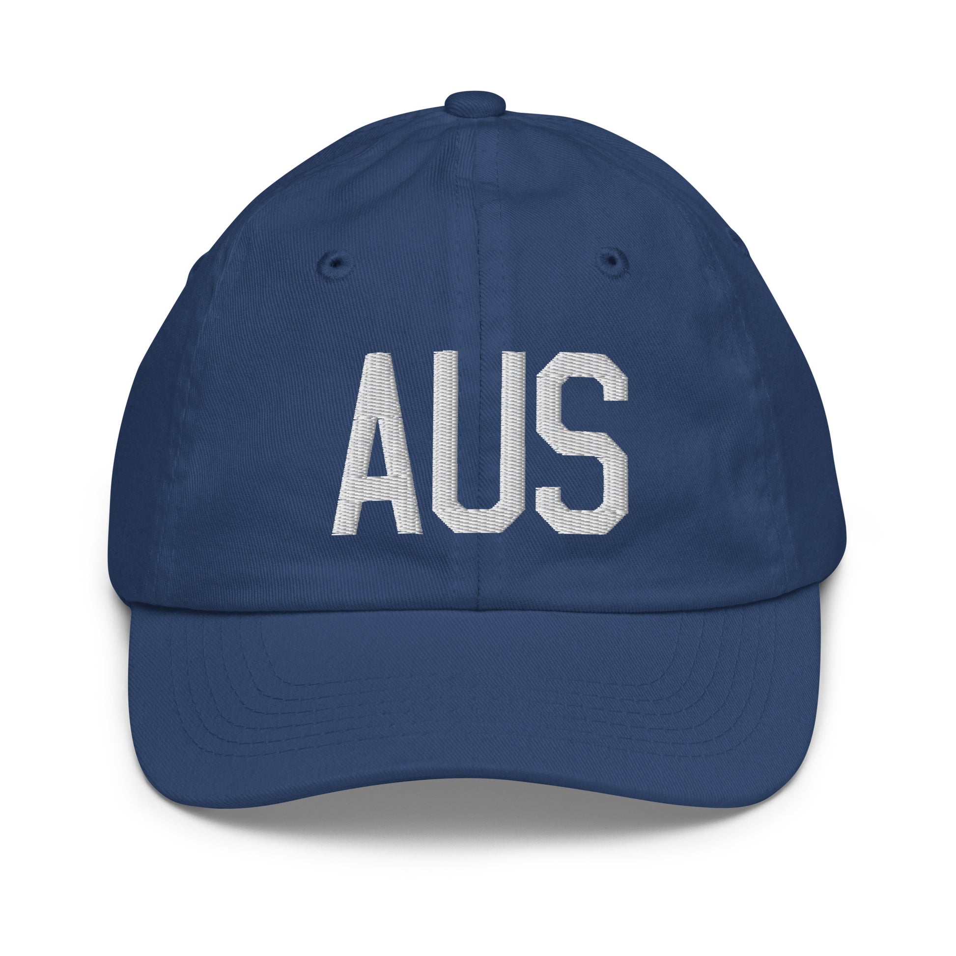 Airport Code Kid's Baseball Cap - White • AUS Austin • YHM Designs - Image 20