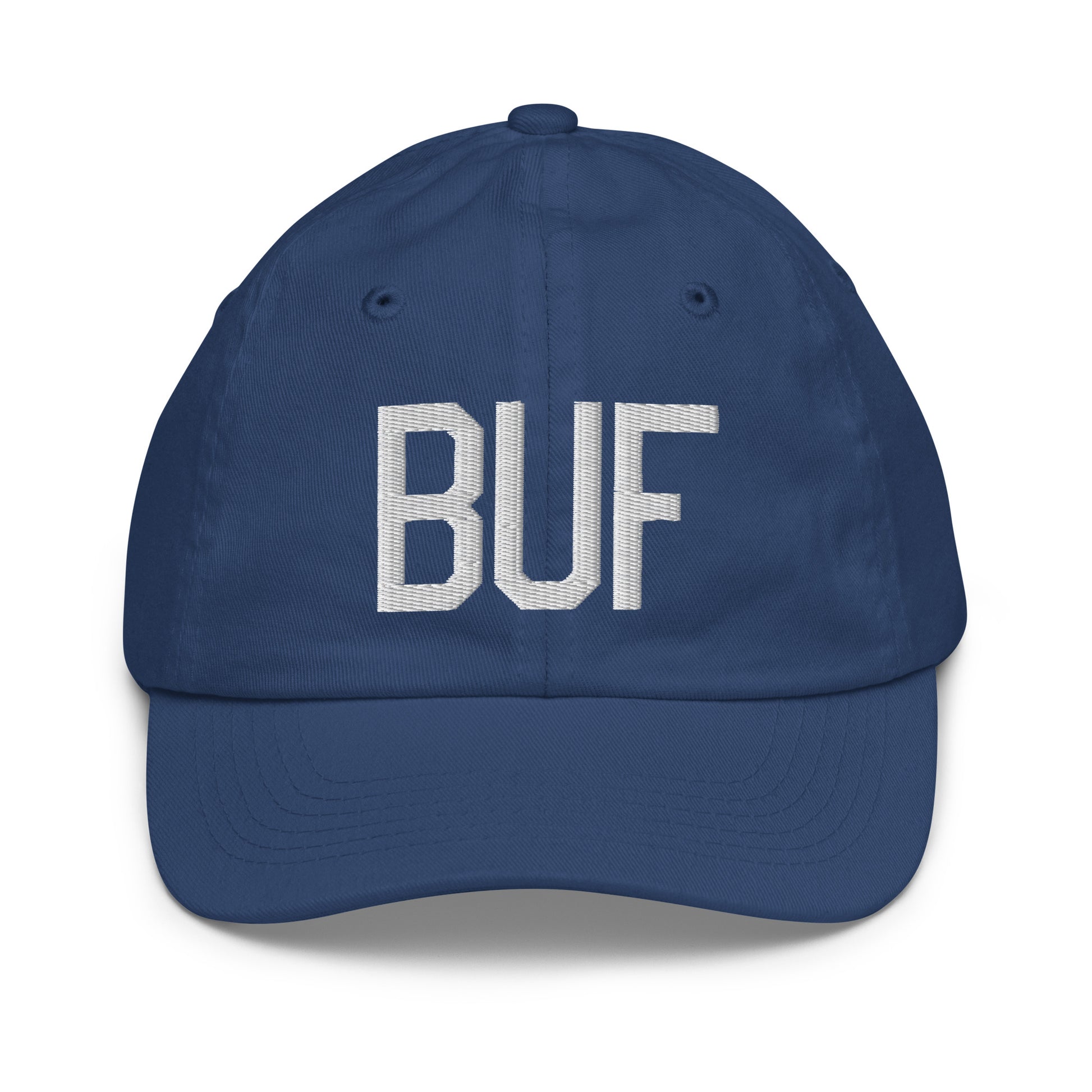 Airport Code Kid's Baseball Cap - White • BUF Buffalo • YHM Designs - Image 20