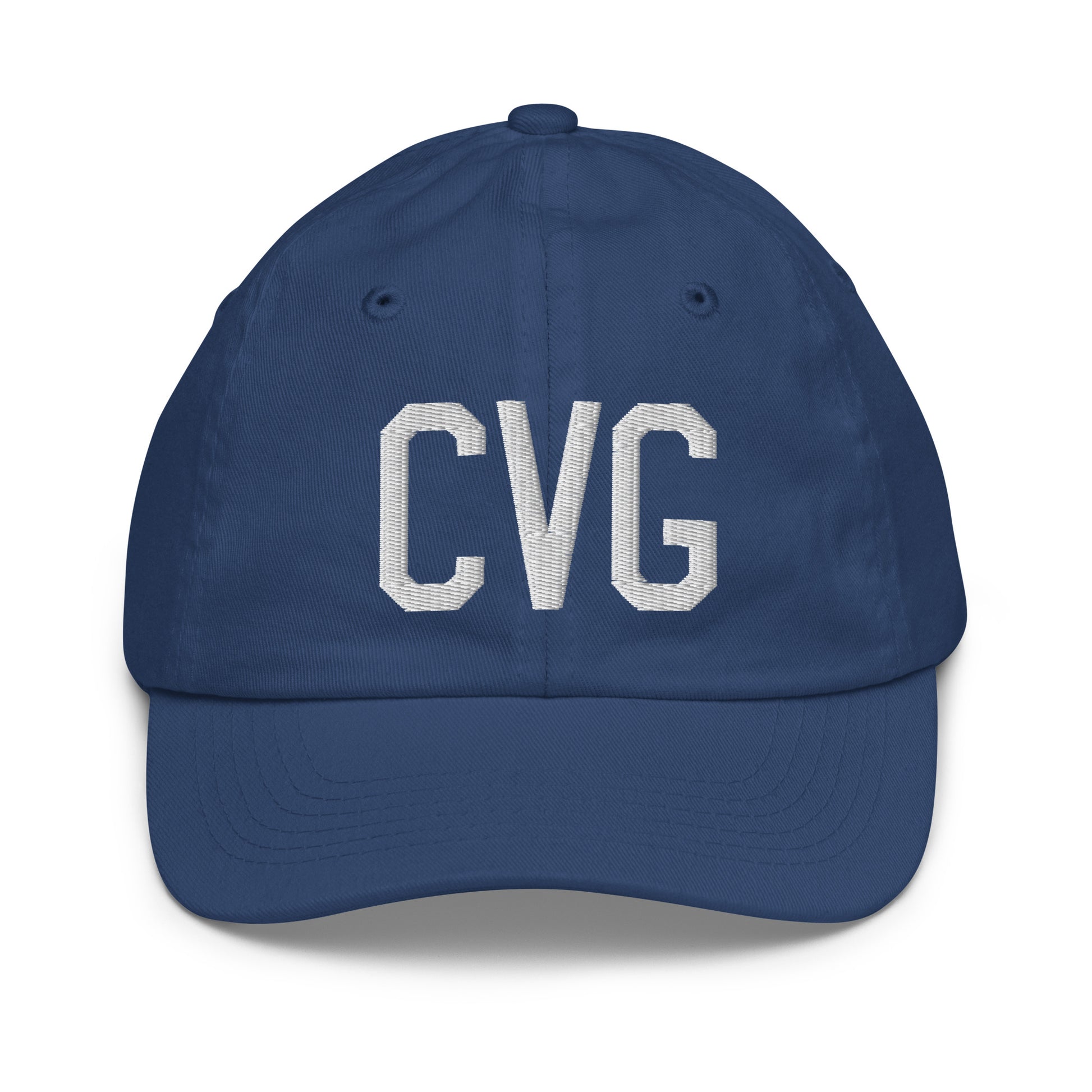 Airport Code Kid's Baseball Cap - White • CVG Cincinnati • YHM Designs - Image 20