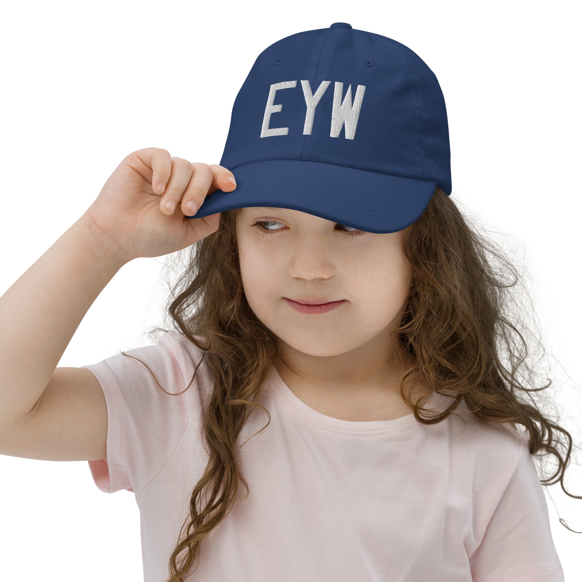 Airport Code Kid's Baseball Cap - White • EYW Key West • YHM Designs - Image 05