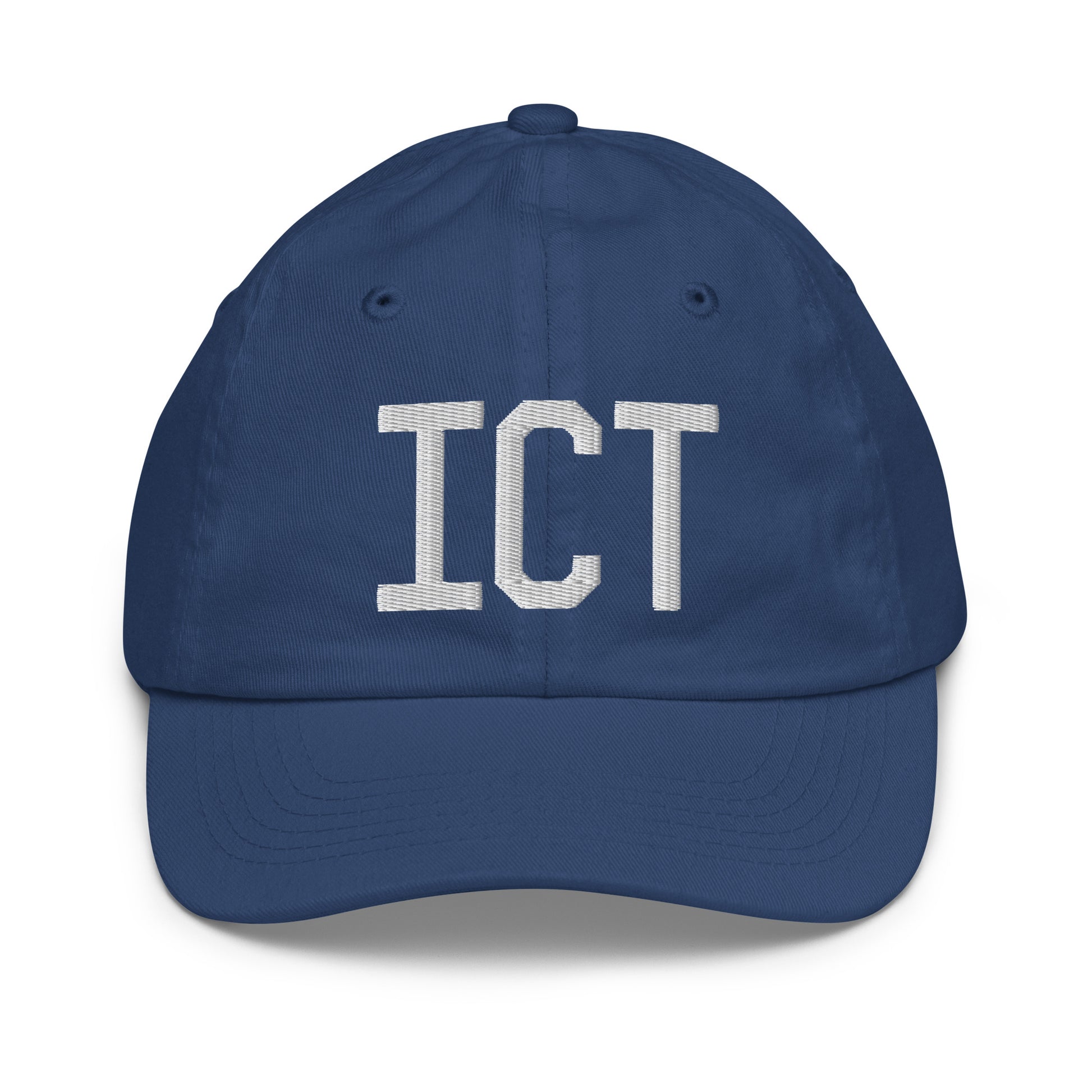 Airport Code Kid's Baseball Cap - White • ICT Wichita • YHM Designs - Image 20
