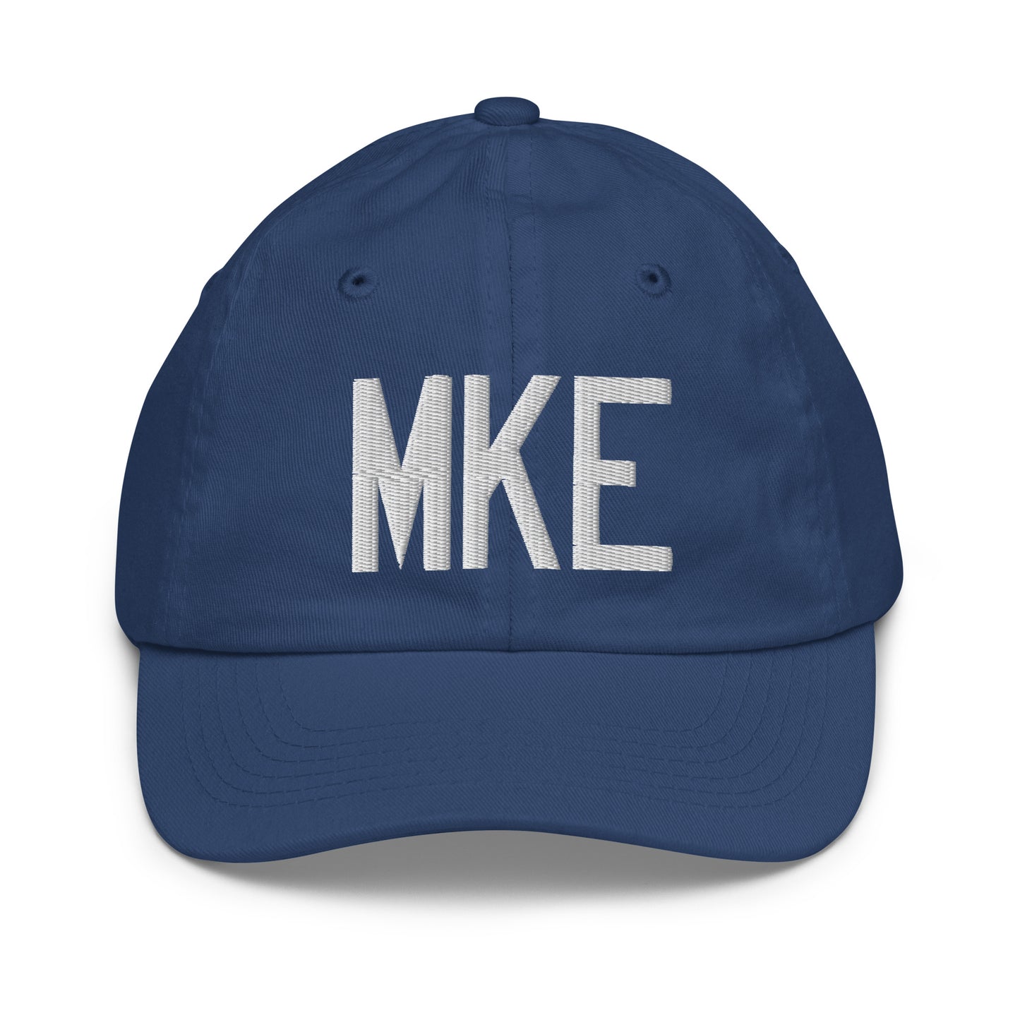 Airport Code Kid's Baseball Cap - White • MKE Milwaukee • YHM Designs - Image 20