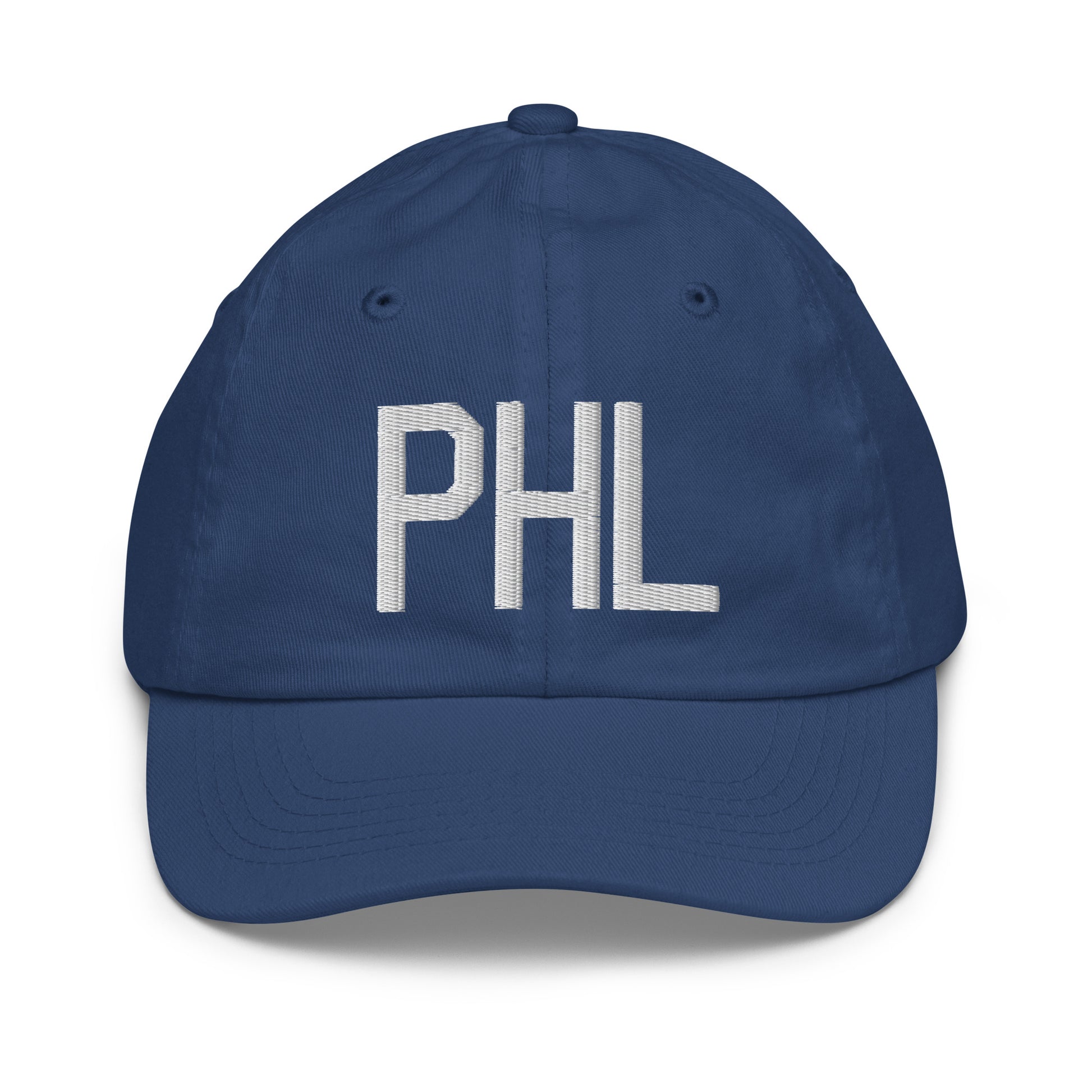 Airport Code Kid's Baseball Cap - White • PHL Philadelphia • YHM Designs - Image 20