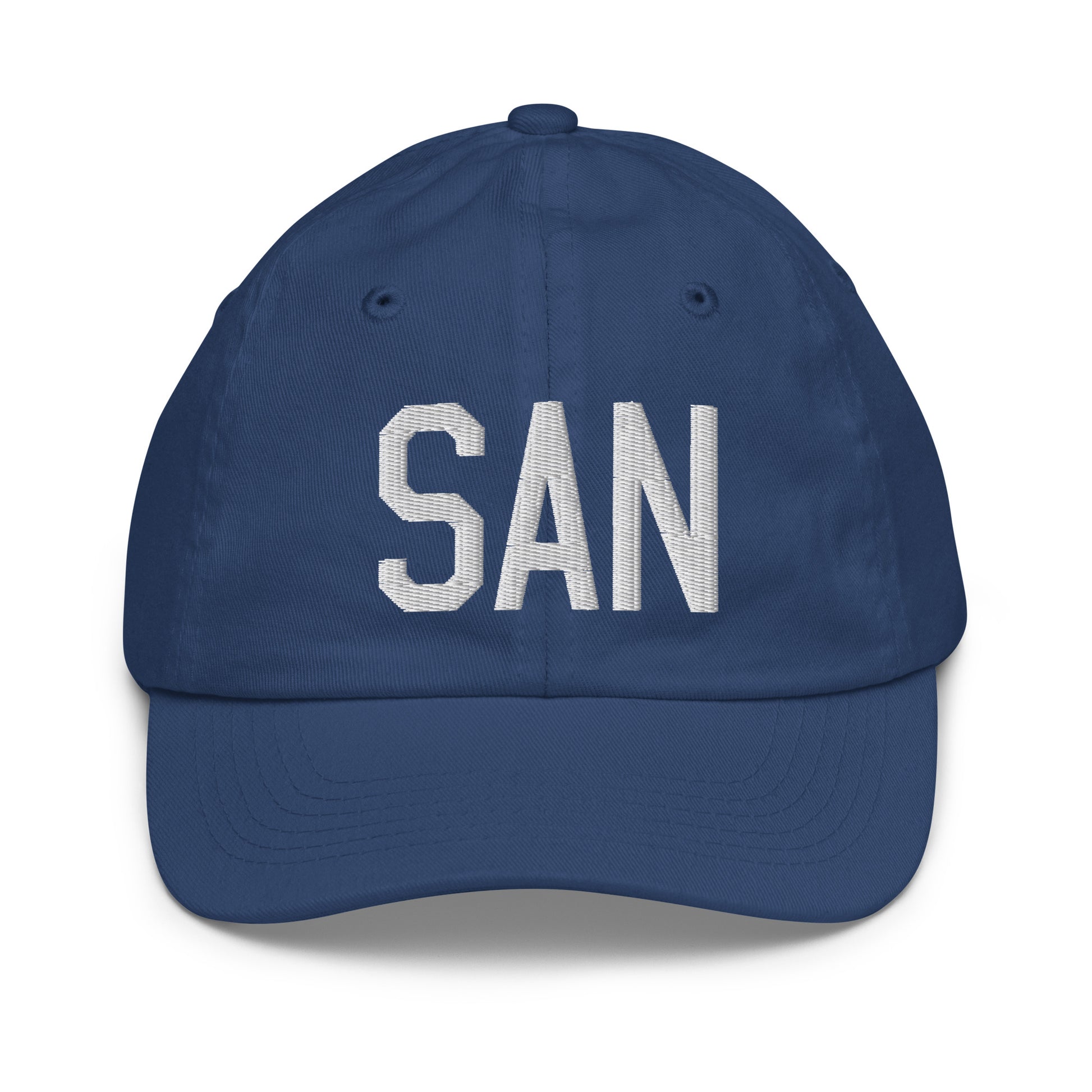 Airport Code Kid's Baseball Cap - White • SAN San Diego • YHM Designs - Image 20