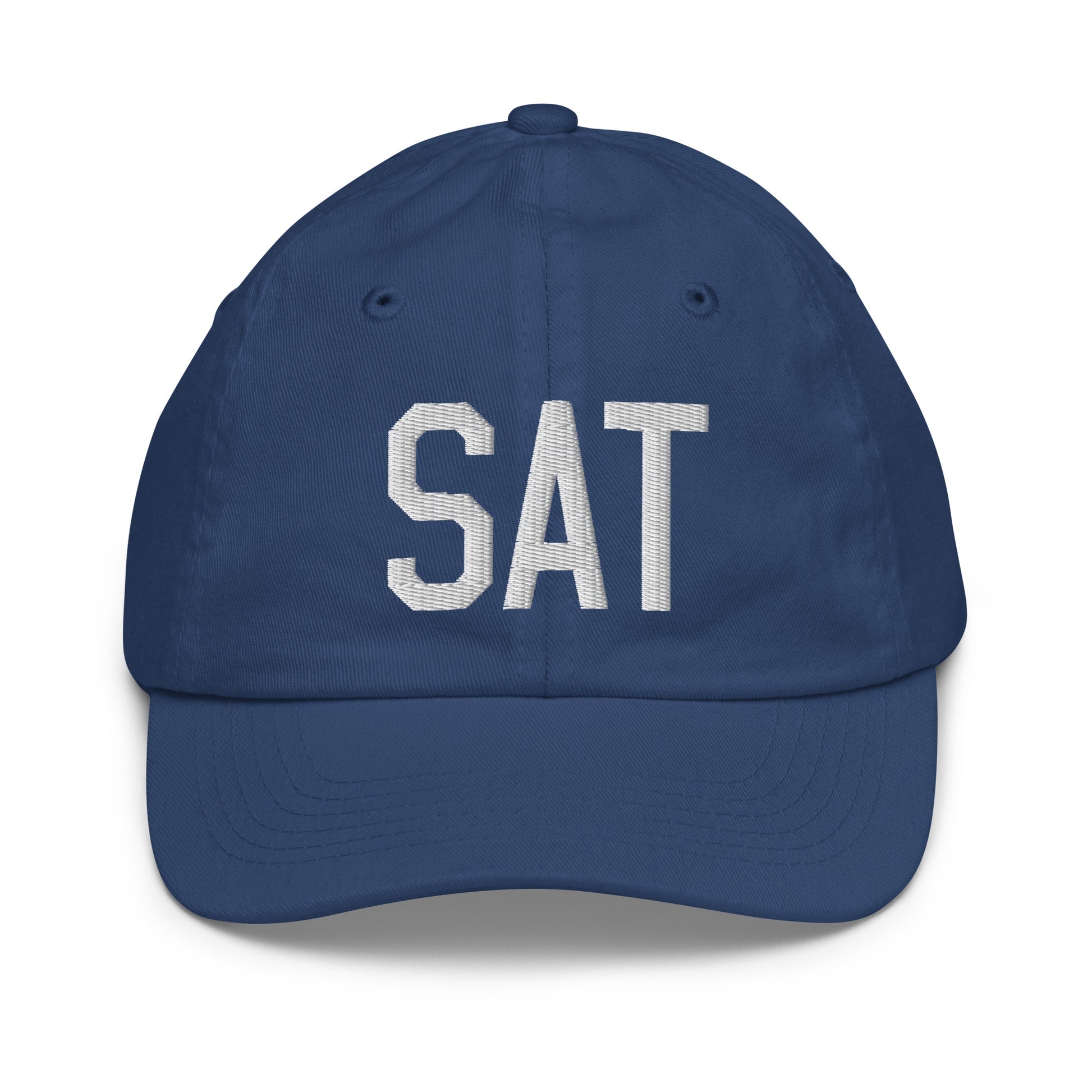 Airport Code Kid's Baseball Cap - White • SAT San Antonio • YHM Designs - Image 20