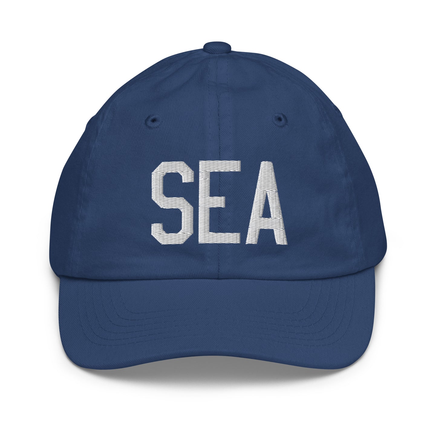 Airport Code Kid's Baseball Cap - White • SEA Seattle • YHM Designs - Image 20