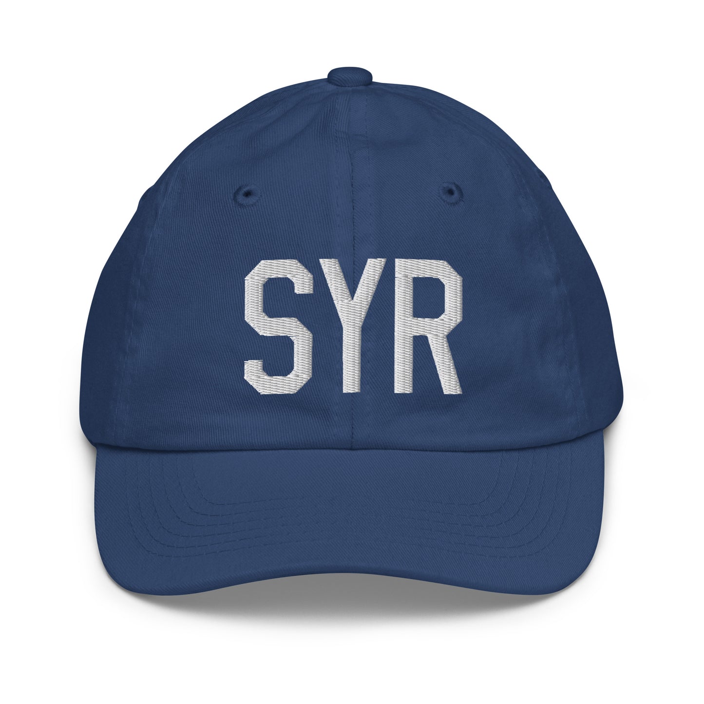 Airport Code Kid's Baseball Cap - White • SYR Syracuse • YHM Designs - Image 20