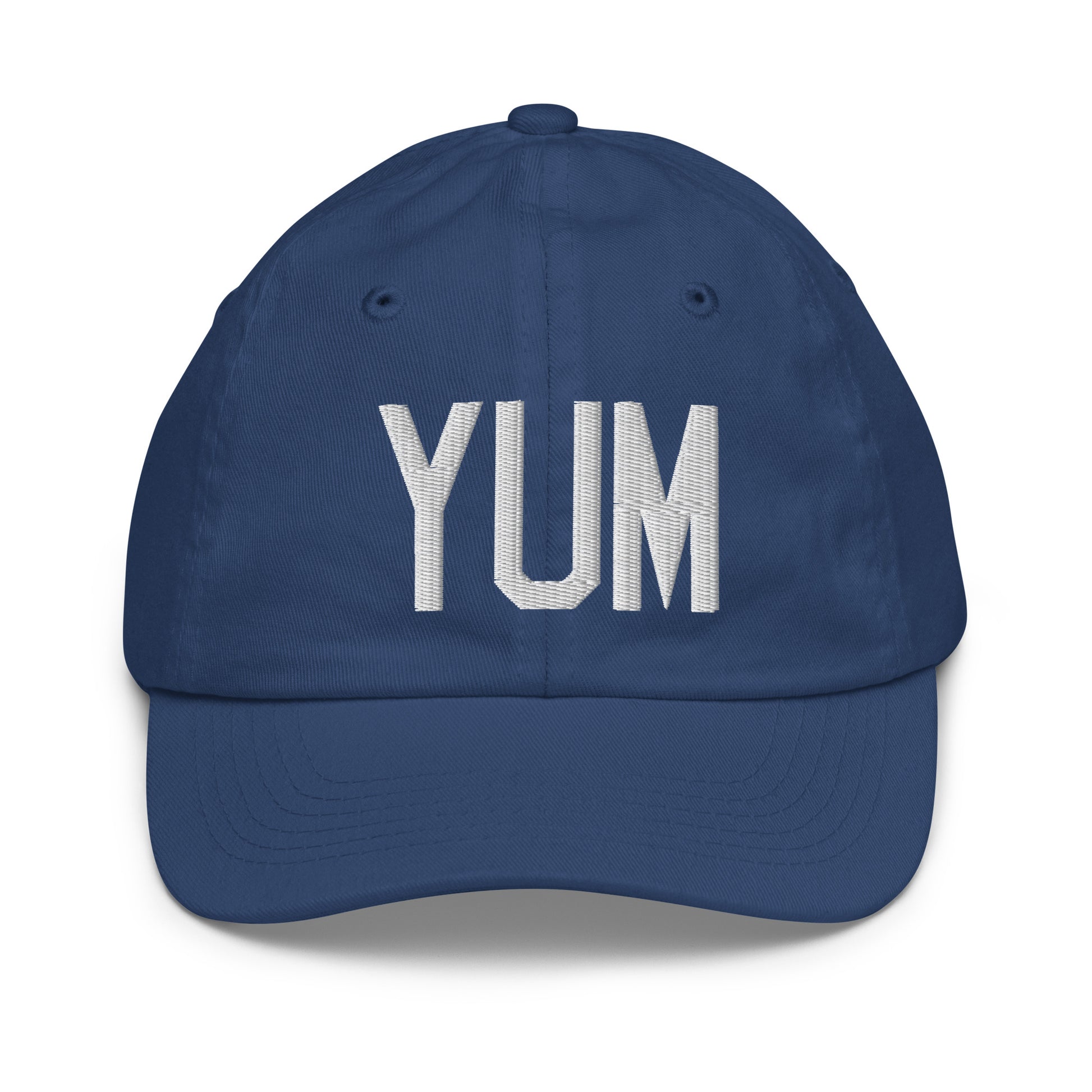 Airport Code Kid's Baseball Cap - White • YUM Yuma • YHM Designs - Image 20