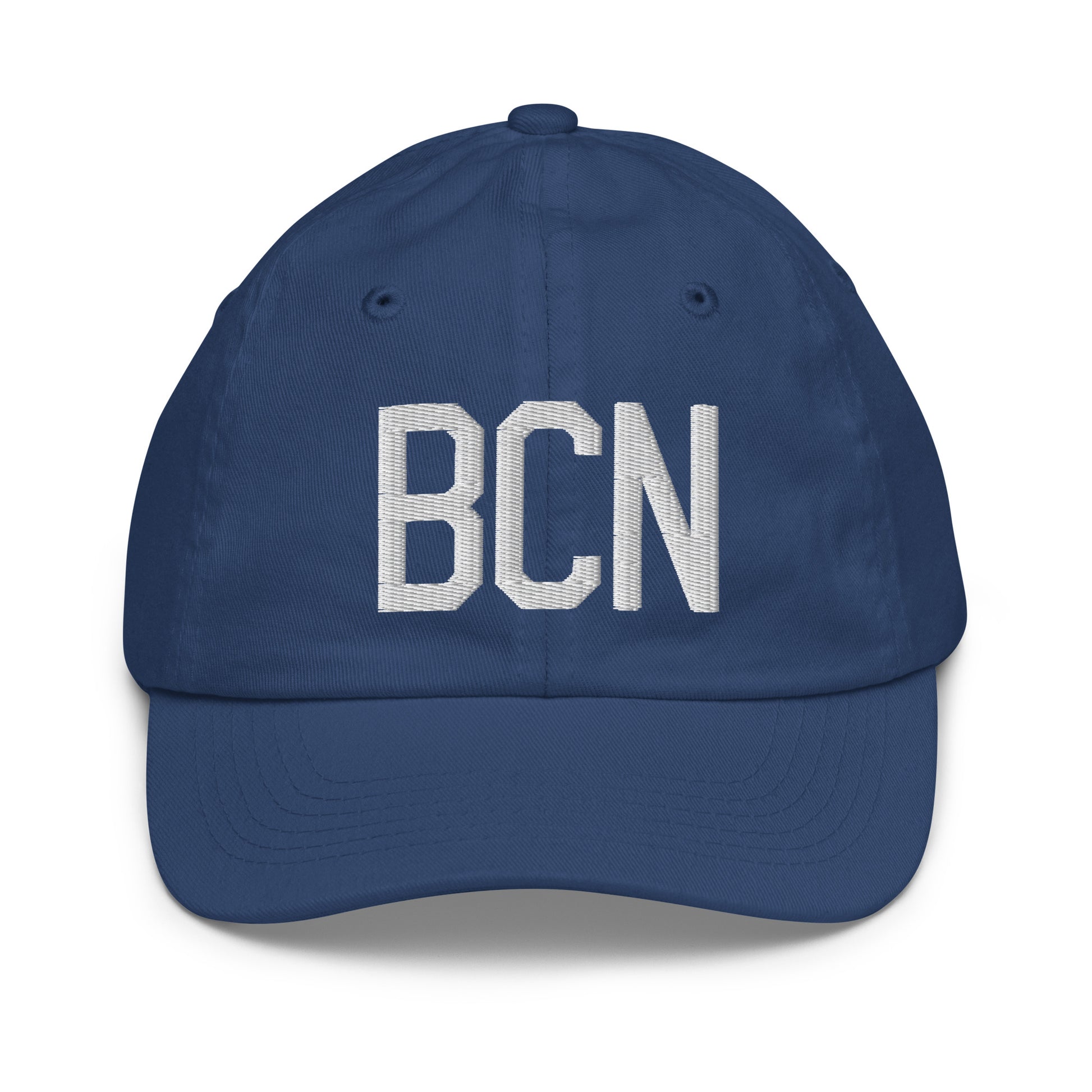 Airport Code Kid's Baseball Cap - White • BCN Barcelona • YHM Designs - Image 20