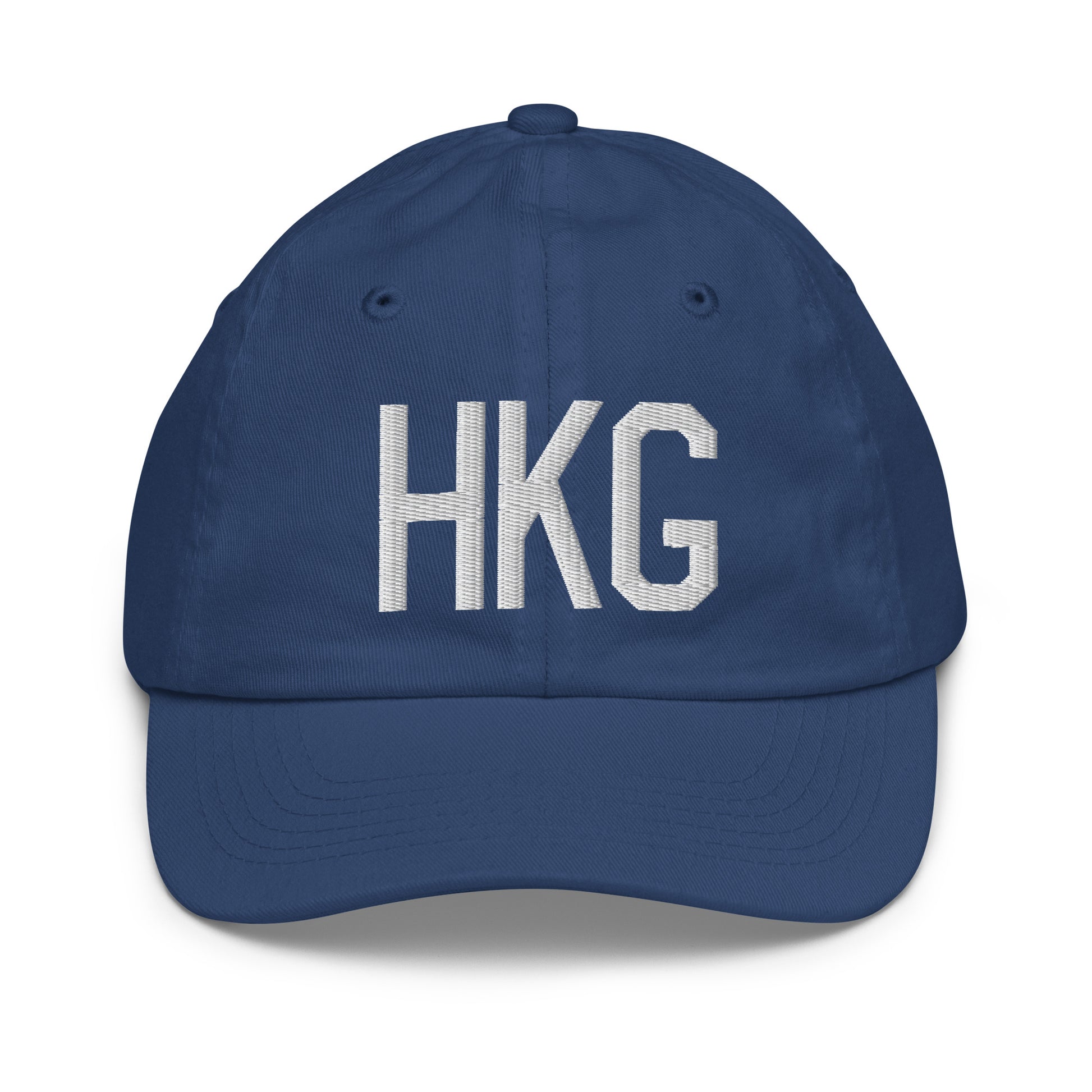 Airport Code Kid's Baseball Cap - White • HKG Hong Kong • YHM Designs - Image 20