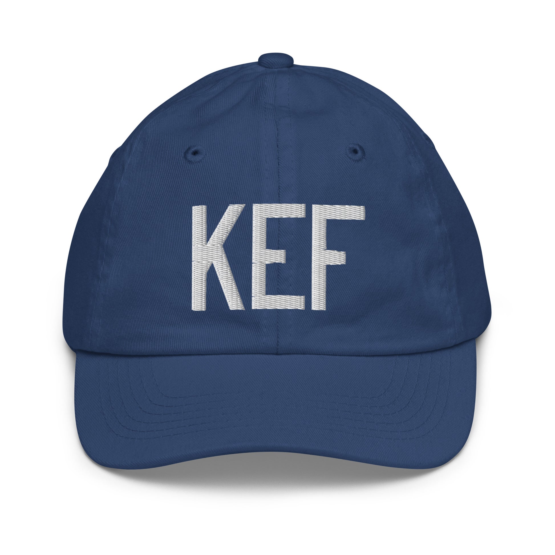 Airport Code Kid's Baseball Cap - White • KEF Reykjavik • YHM Designs - Image 20