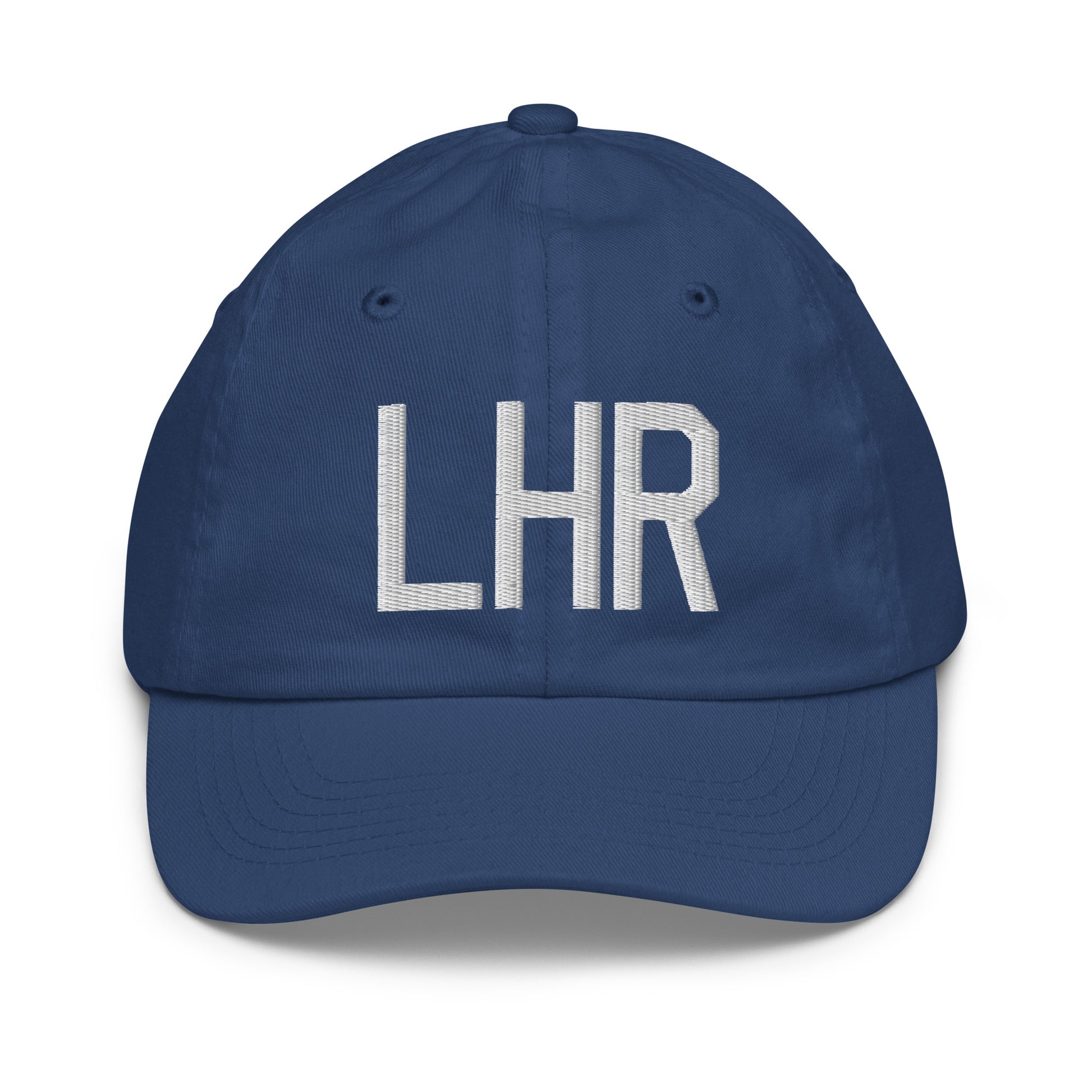 Airport Code Kid's Baseball Cap - White • LHR London • YHM Designs - Image 20