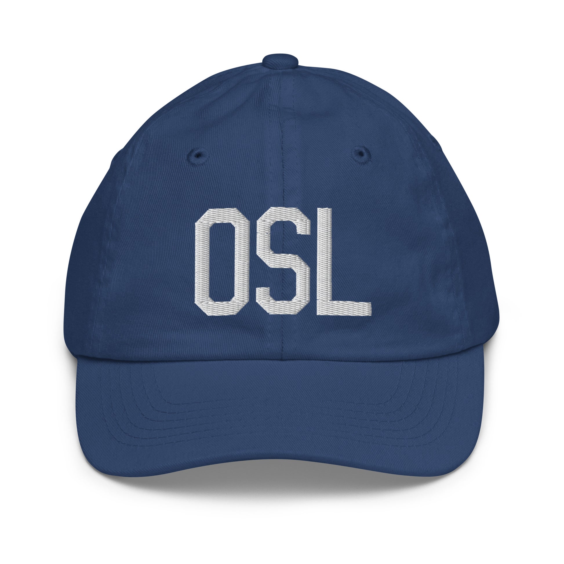 Airport Code Kid's Baseball Cap - White • OSL Oslo • YHM Designs - Image 20
