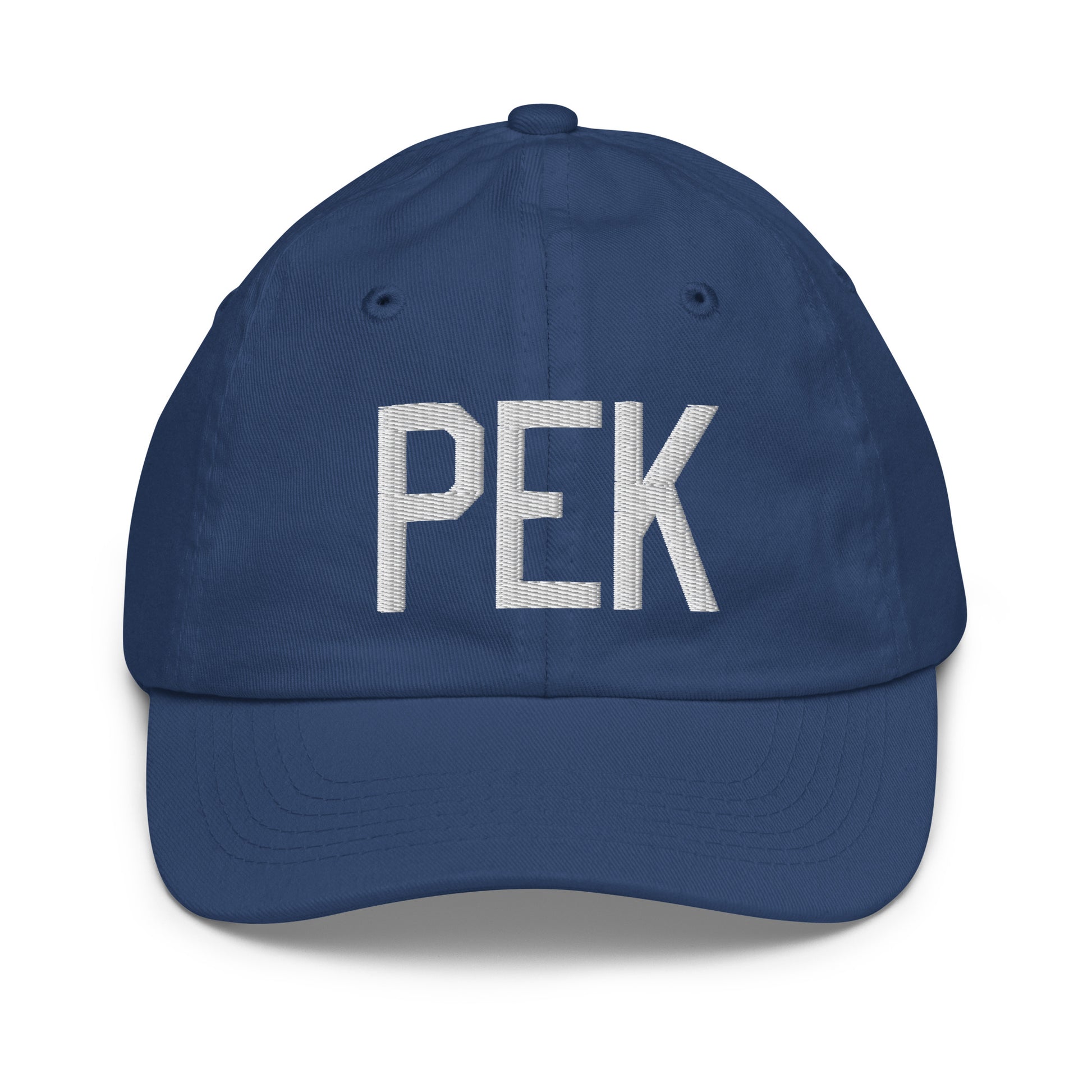 Airport Code Kid's Baseball Cap - White • PEK Beijing • YHM Designs - Image 20